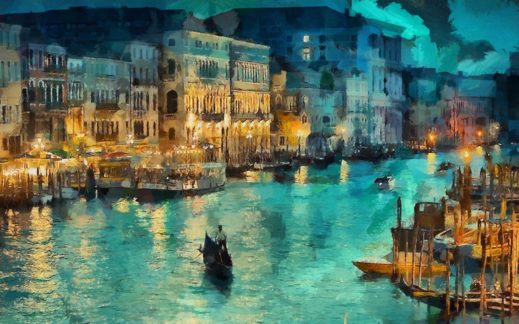 20187 скачать картинку рисунки, пейзаж, вода, лодки, венеция - обои и заставки бесплатно
