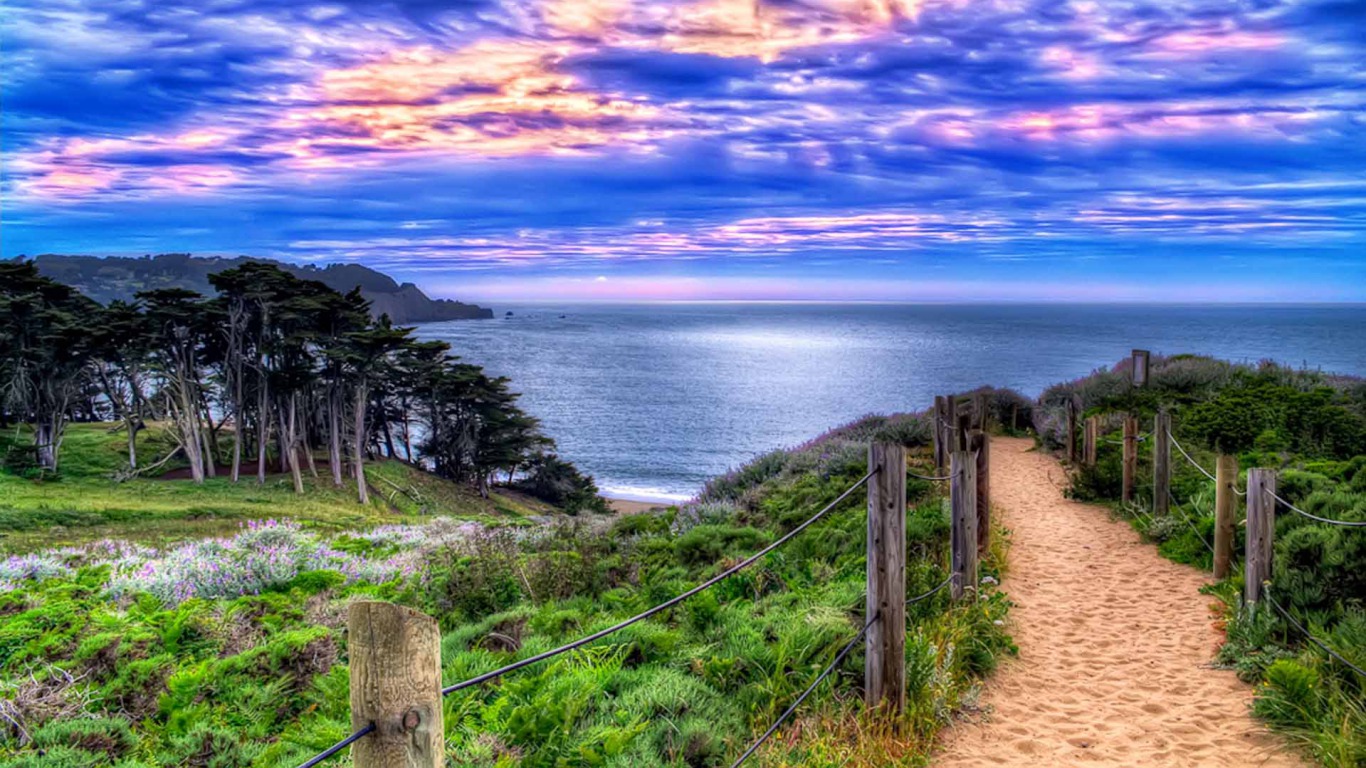 Free download wallpaper Nature, Beach, Ocean, Earth, Path, Hdr, Dirt Road on your PC desktop