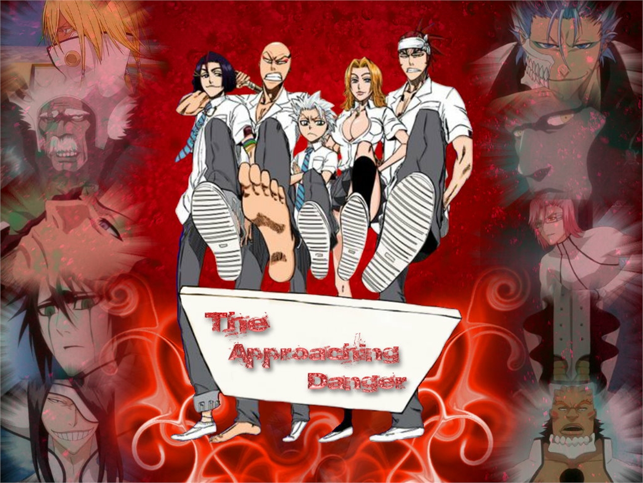 Free download wallpaper Anime, Bleach, Renji Abarai, Ikkaku Madarame, Rangiku Matsumoto, Yumichika Ayasegawa, Tōshirō Hitsugaya on your PC desktop