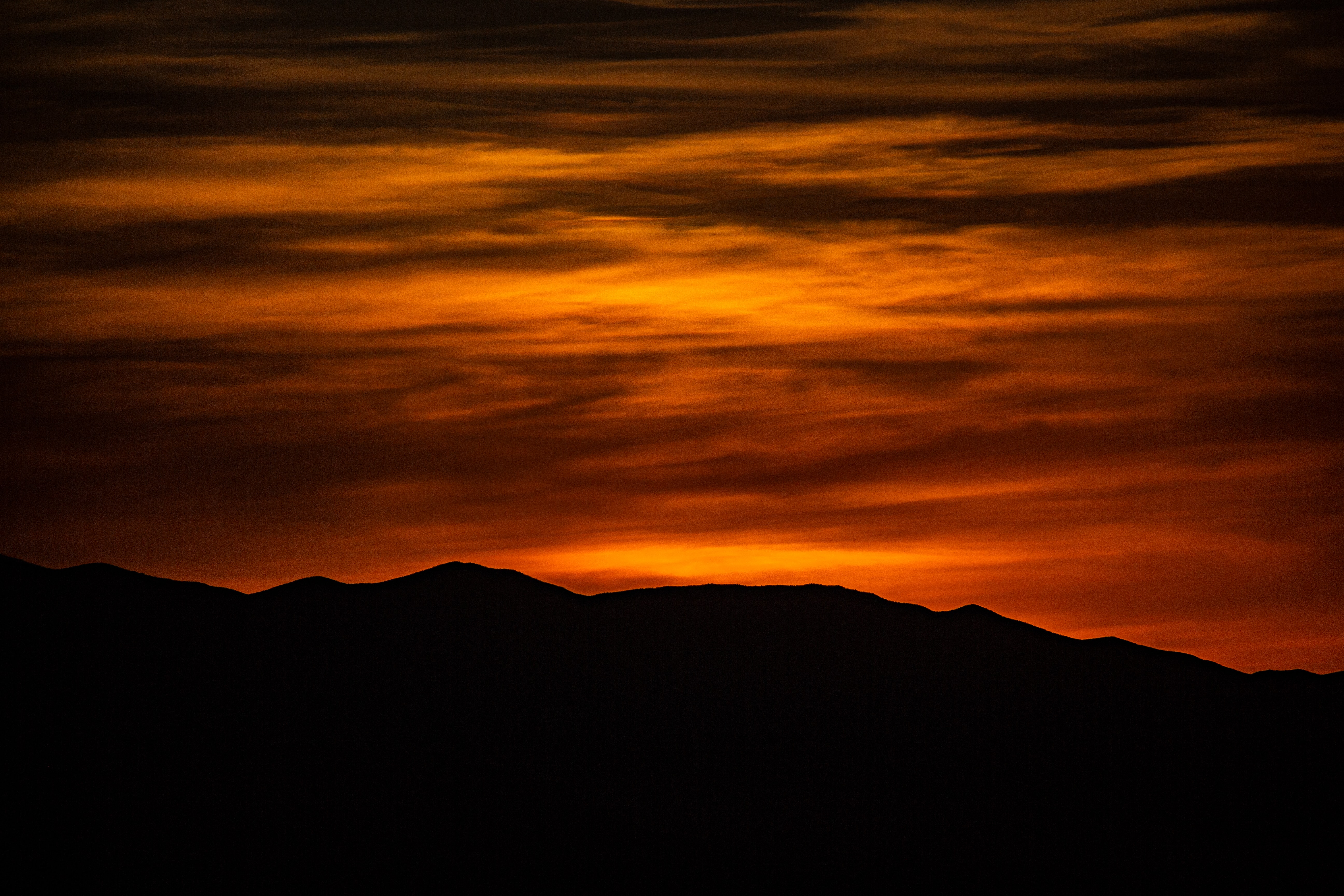 Free download wallpaper Sunset, Sky, Silhouette, Hill, Dark on your PC desktop