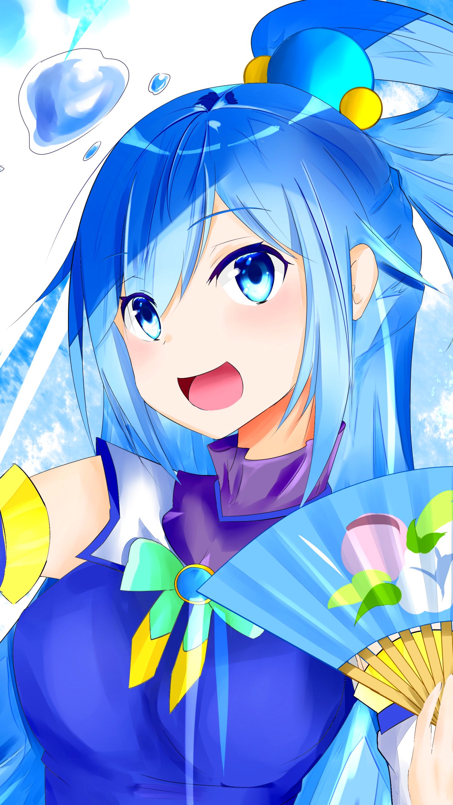 Download mobile wallpaper Anime, Smile, Blue Eyes, Blue Hair, Konosuba God’S Blessing On This Wonderful World!!, Aqua (Konosuba) for free.