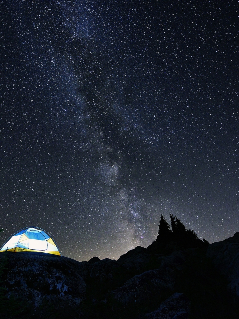 Download mobile wallpaper Stars, Night, Starry Sky, Milky Way, Sci Fi, Tent, Camping for free.