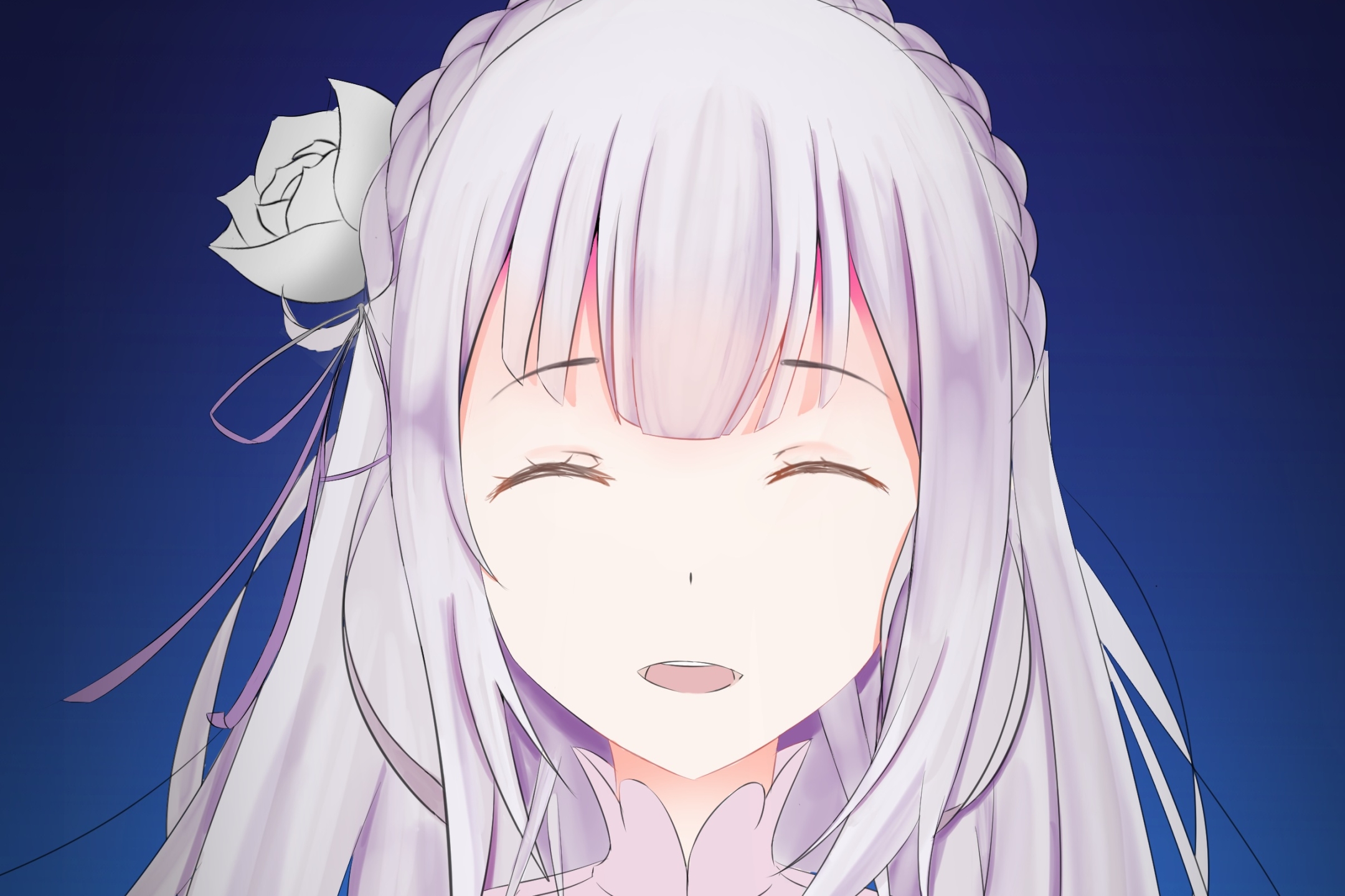 Laden Sie das Gesicht, Animes, Weißes Haar, Emilia (Re: Zero), Re:zero Das Leben In Einer Anderen Welt Beginnen-Bild kostenlos auf Ihren PC-Desktop herunter