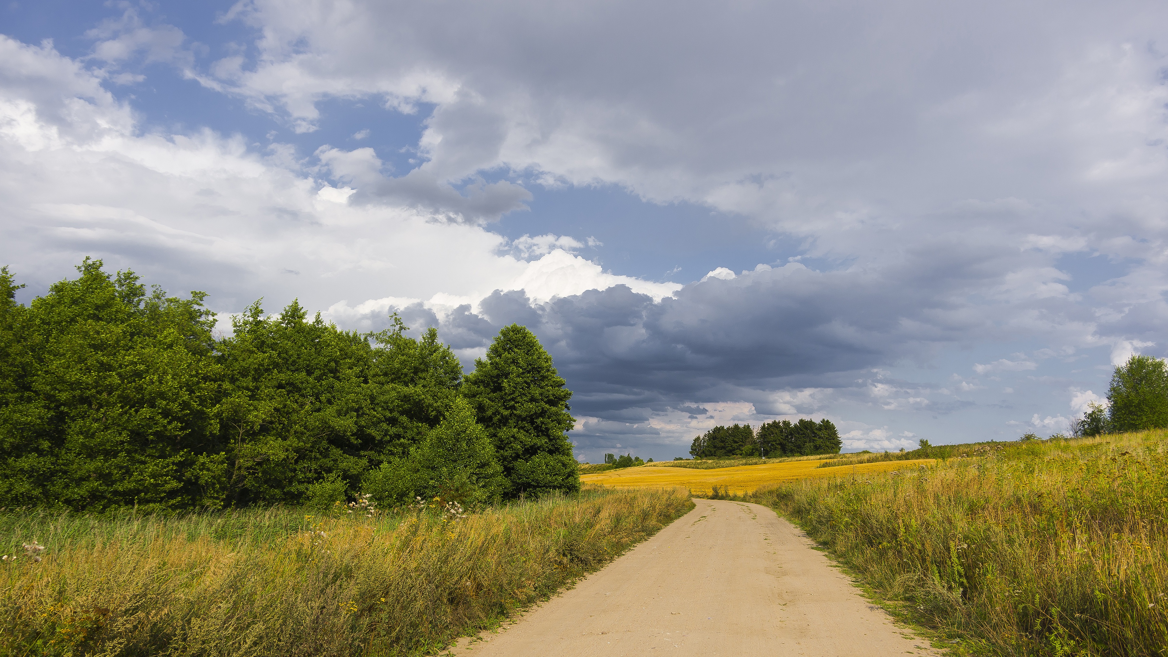 Download mobile wallpaper Grass, Sky, Road, Field, Path, Cloud, Man Made for free.
