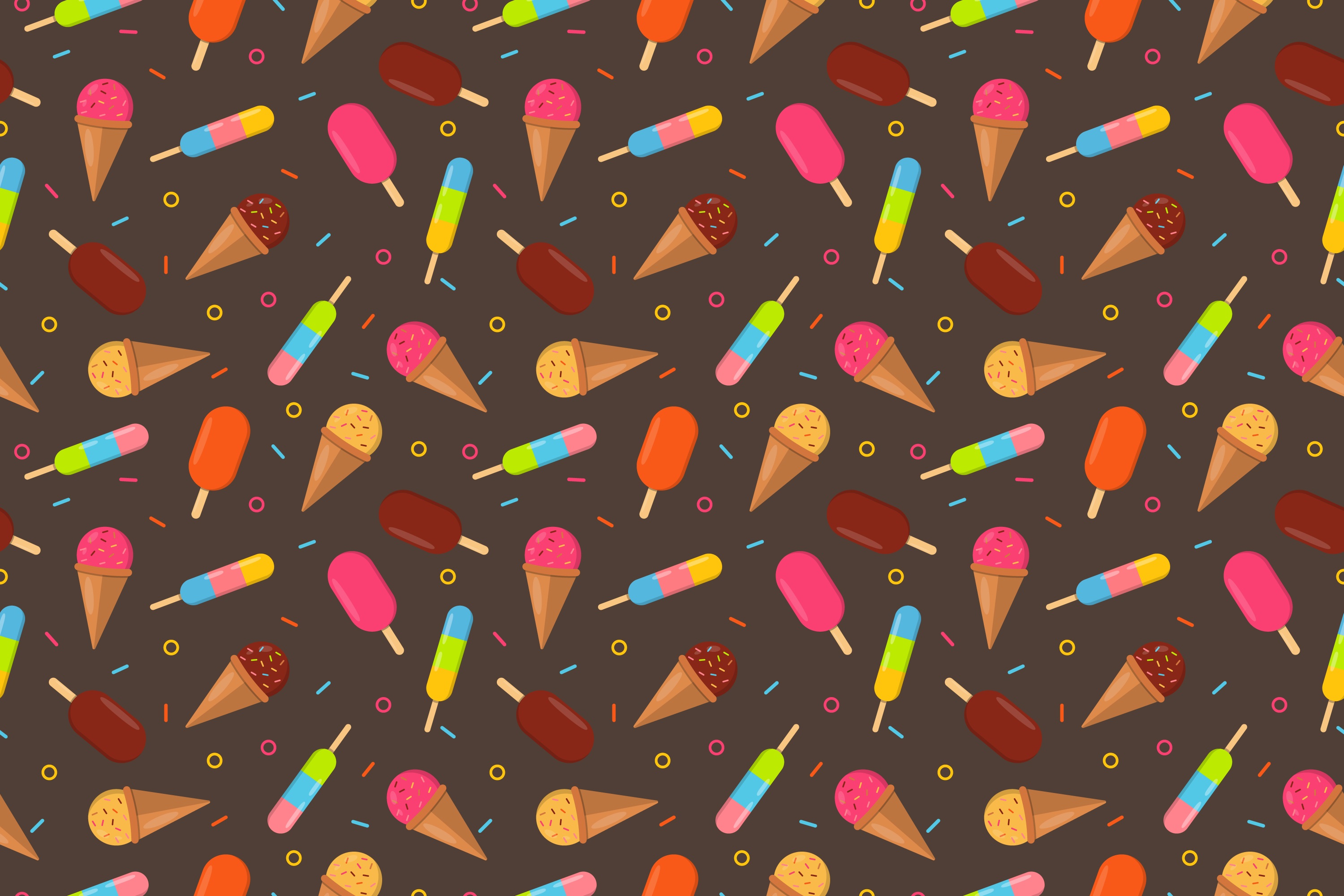 Download mobile wallpaper Ice Cream, Patterns, Motley, Multicolored, Texture, Vector for free.
