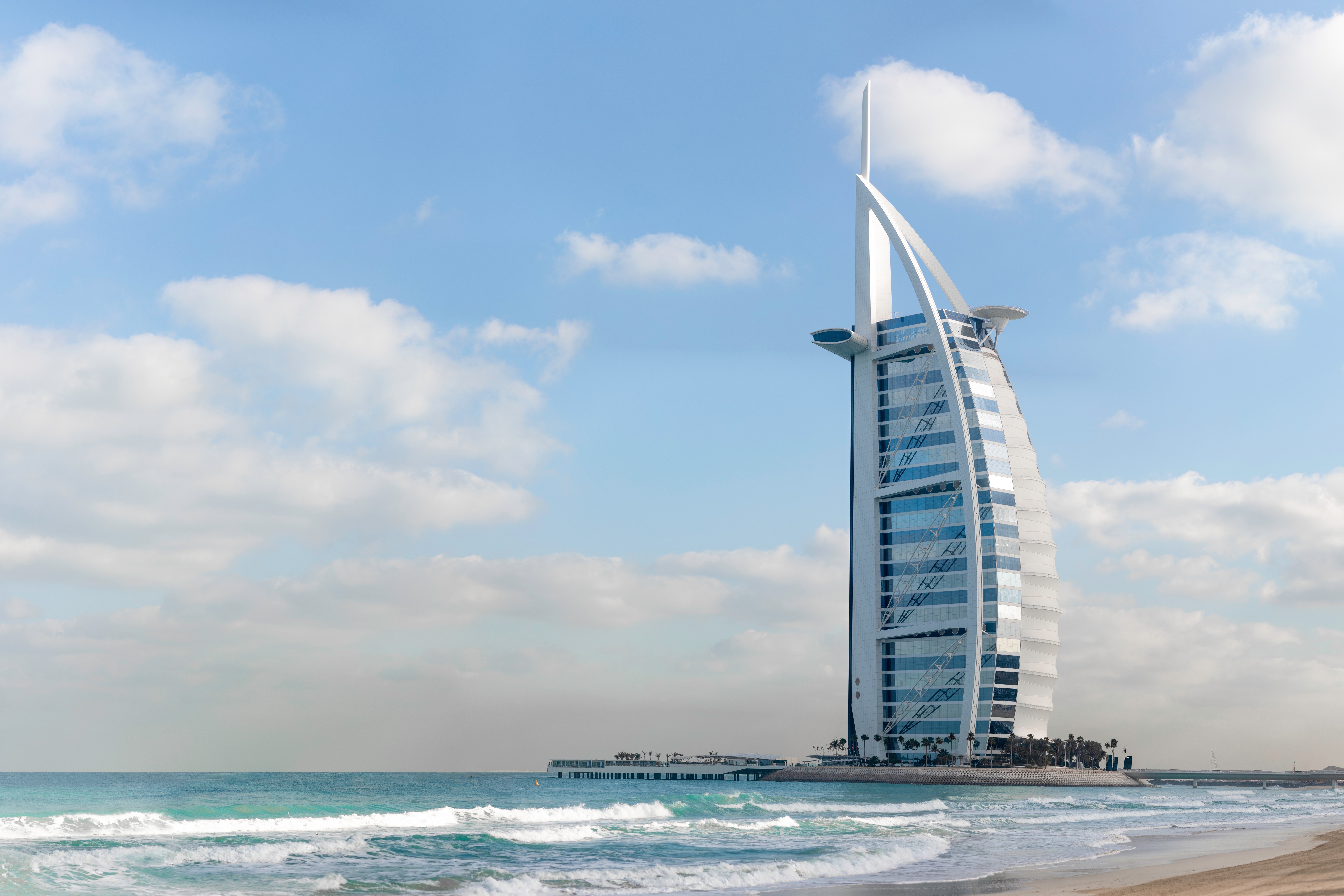 united arab emirates, man made, burj al arab, building, ocean, skyscraper