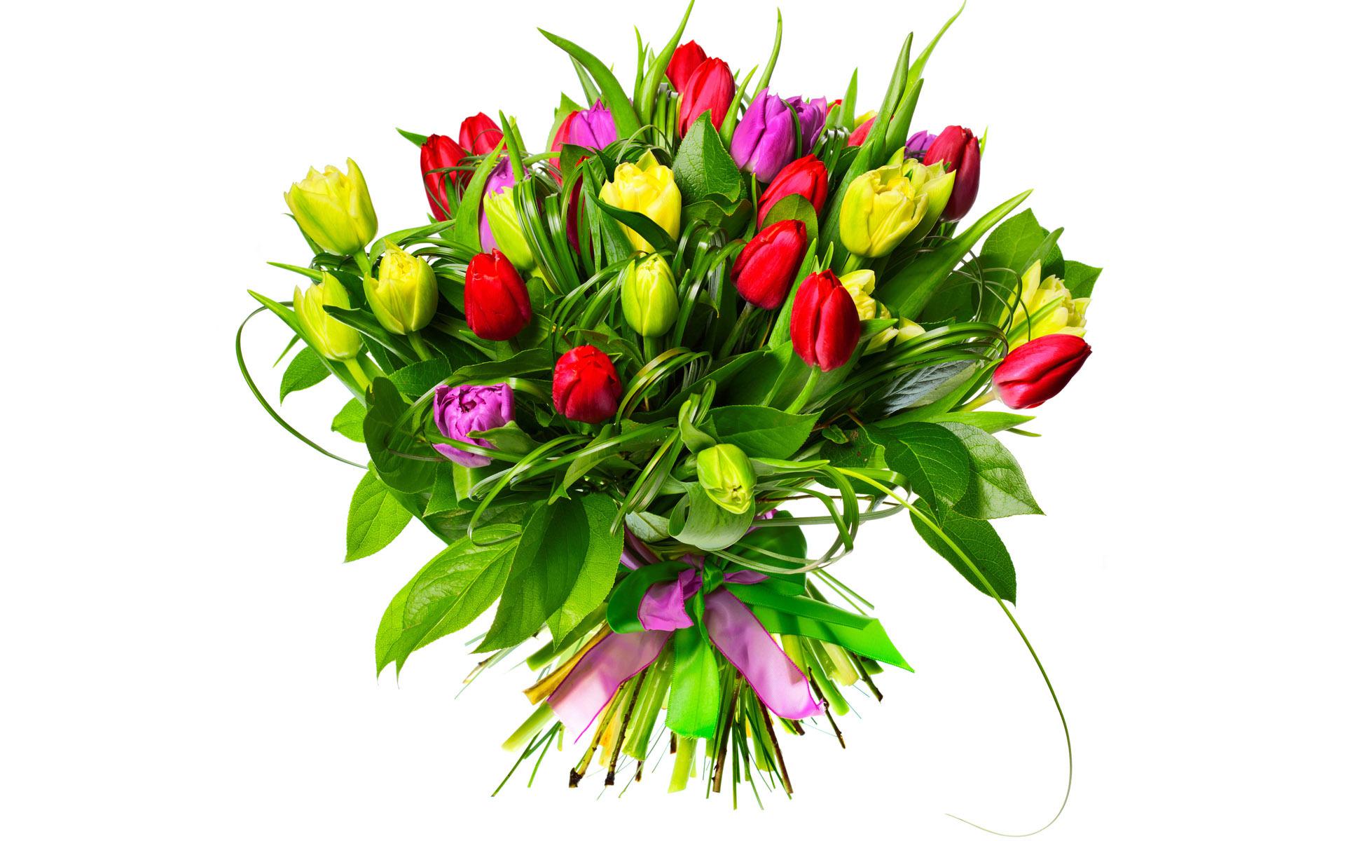 Download mobile wallpaper Flowers, Bouquet, Earth, Colors, Tulip, Yellow Flower, Purple Flower, Red Flower for free.