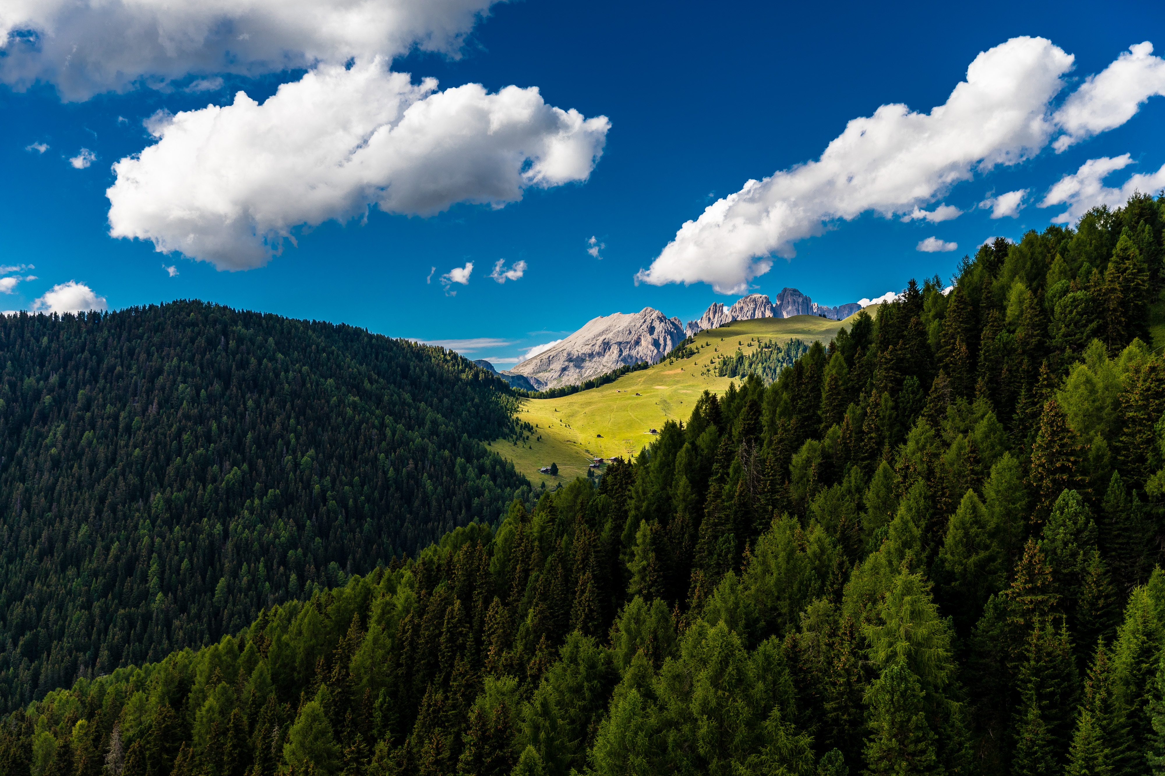 Free download wallpaper Nature, Trees, Mountains, Clouds, Summer on your PC desktop