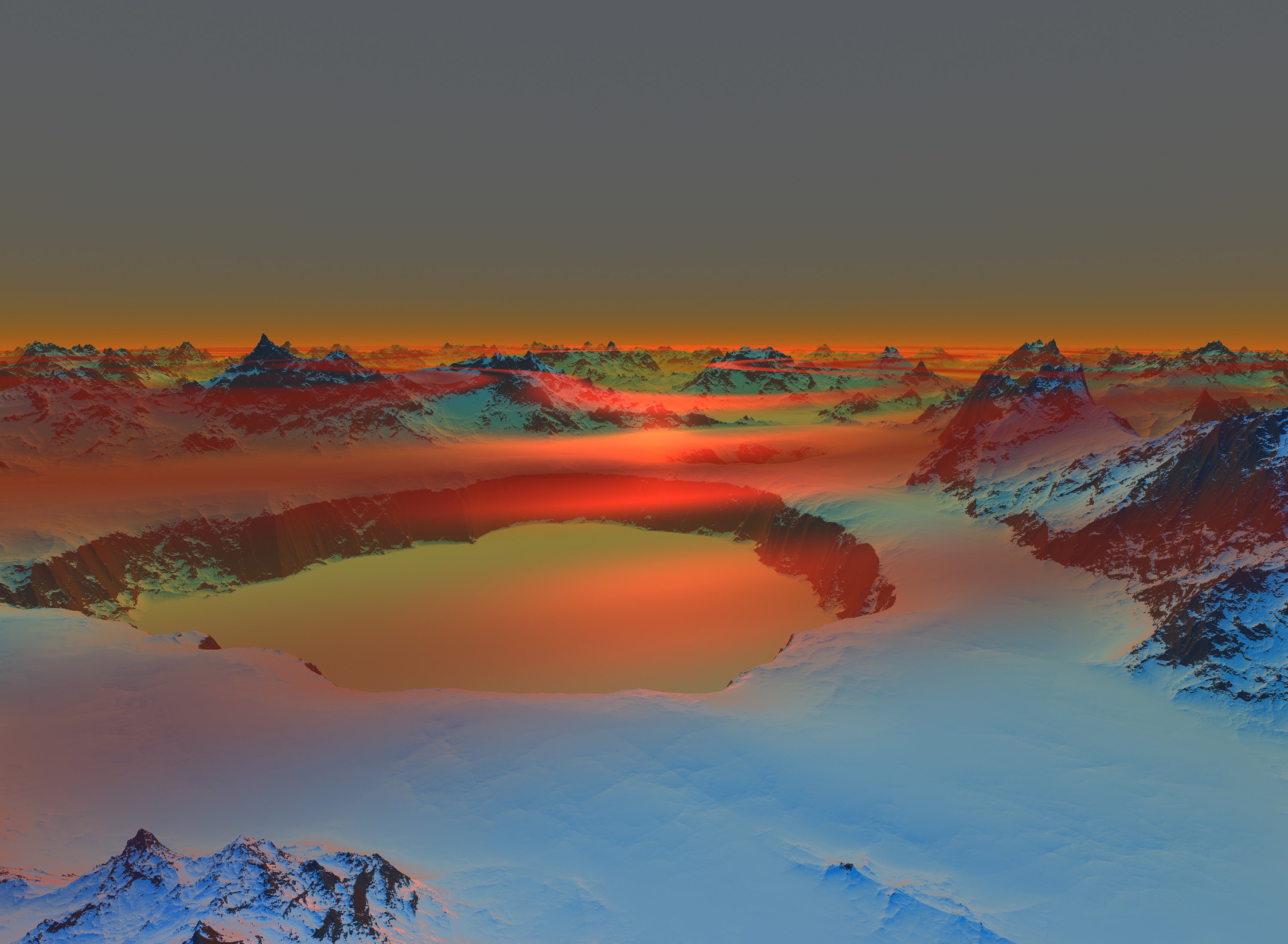 Free download wallpaper Nature, Dusk, Pond, Twilight, Snow, Mountains on your PC desktop