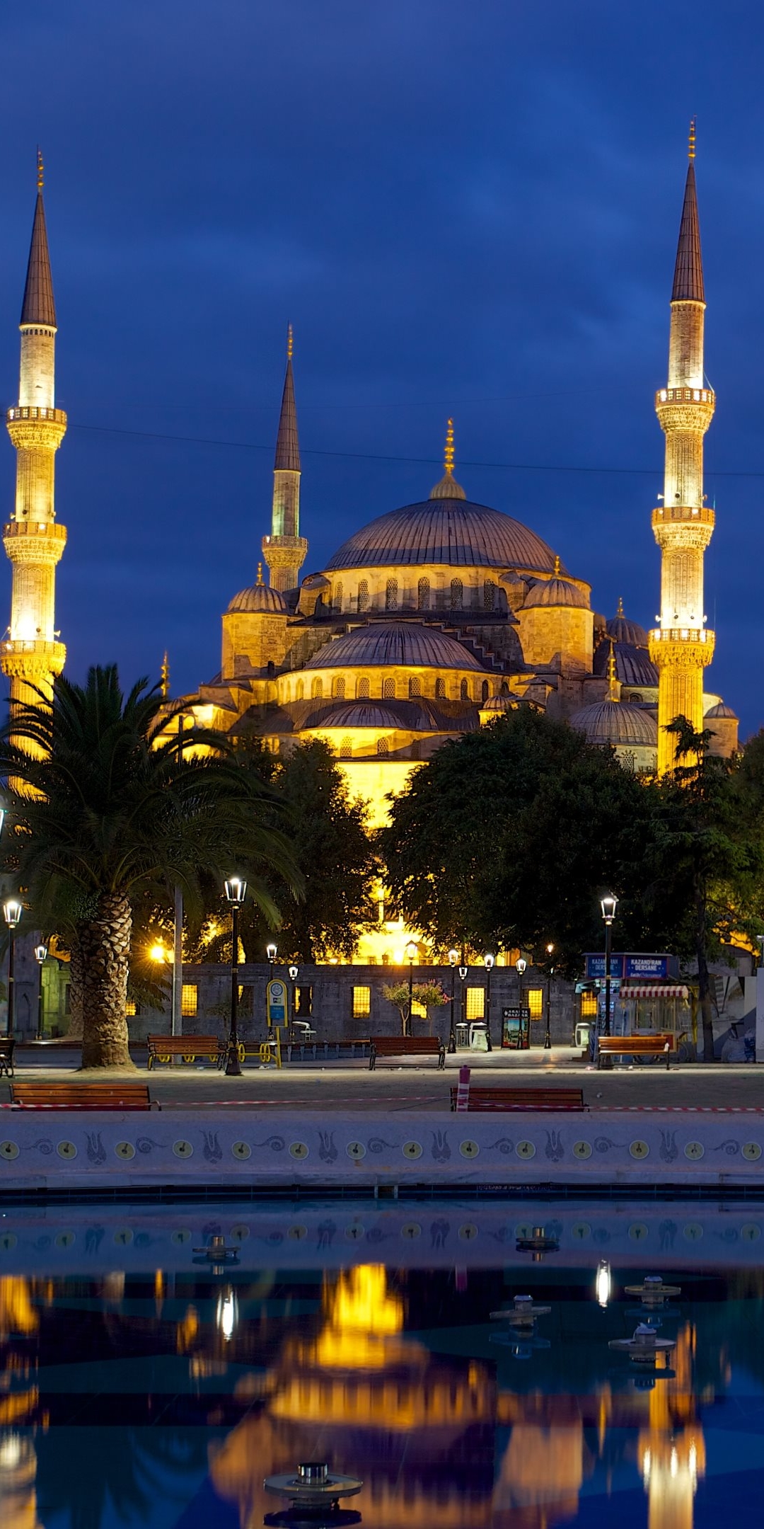 Скачать картинку Ночь, Мечеть, Ислам, Религиозные, Мечеть Султана Ахмеда, Мечети в телефон бесплатно.