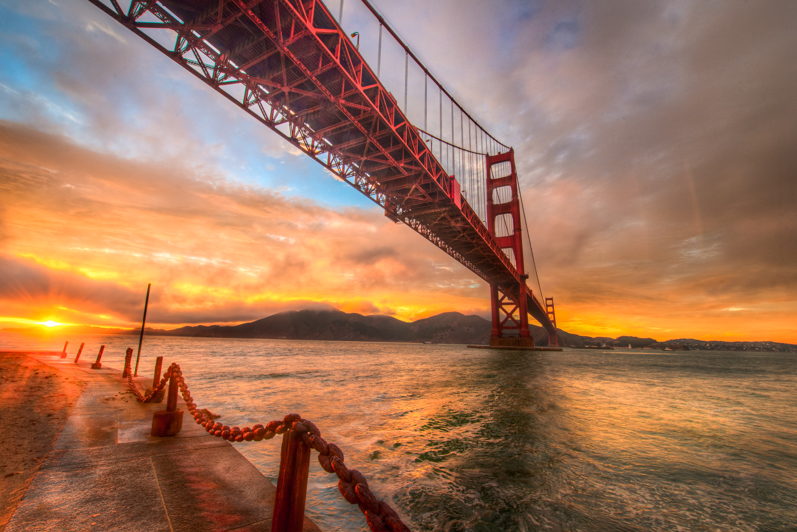 Free download wallpaper Bridges, Sunset, Bridge, Golden Gate, Man Made on your PC desktop