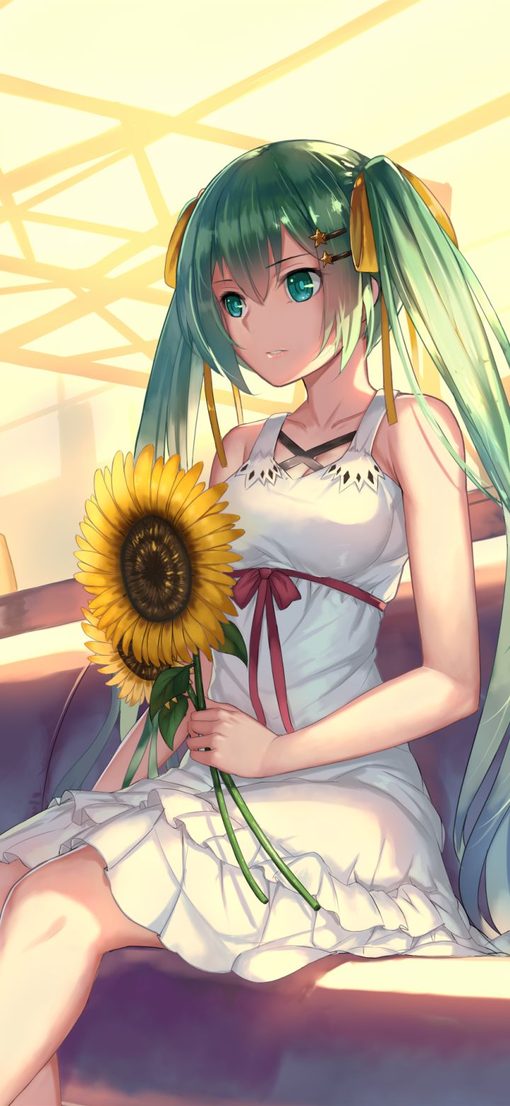 Download mobile wallpaper Anime, Vocaloid, Green Hair, Dress, Green Eyes, Hatsune Miku, Long Hair for free.