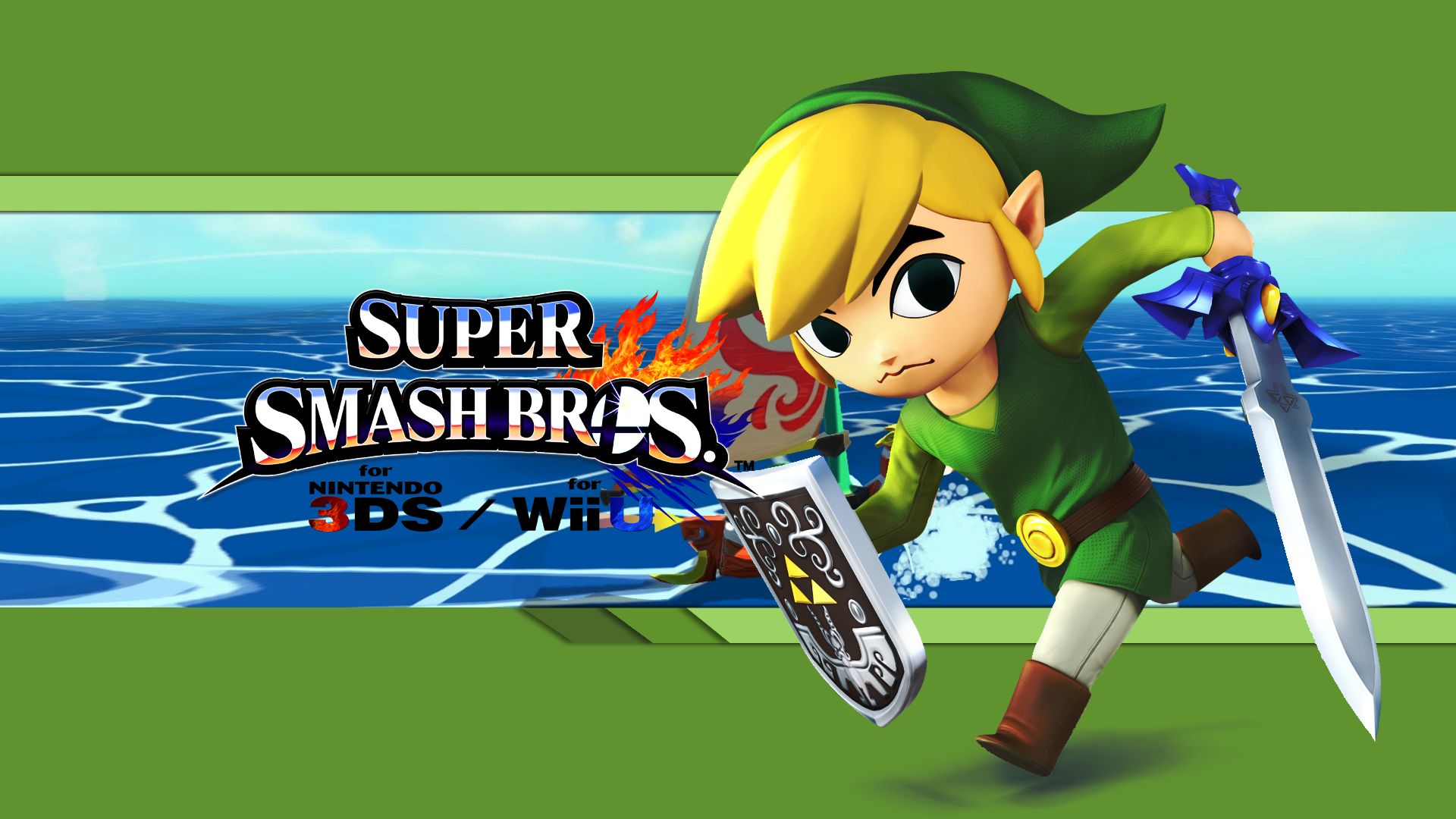 video game, super smash bros for nintendo 3ds and wii u, link, toon link, super smash bros