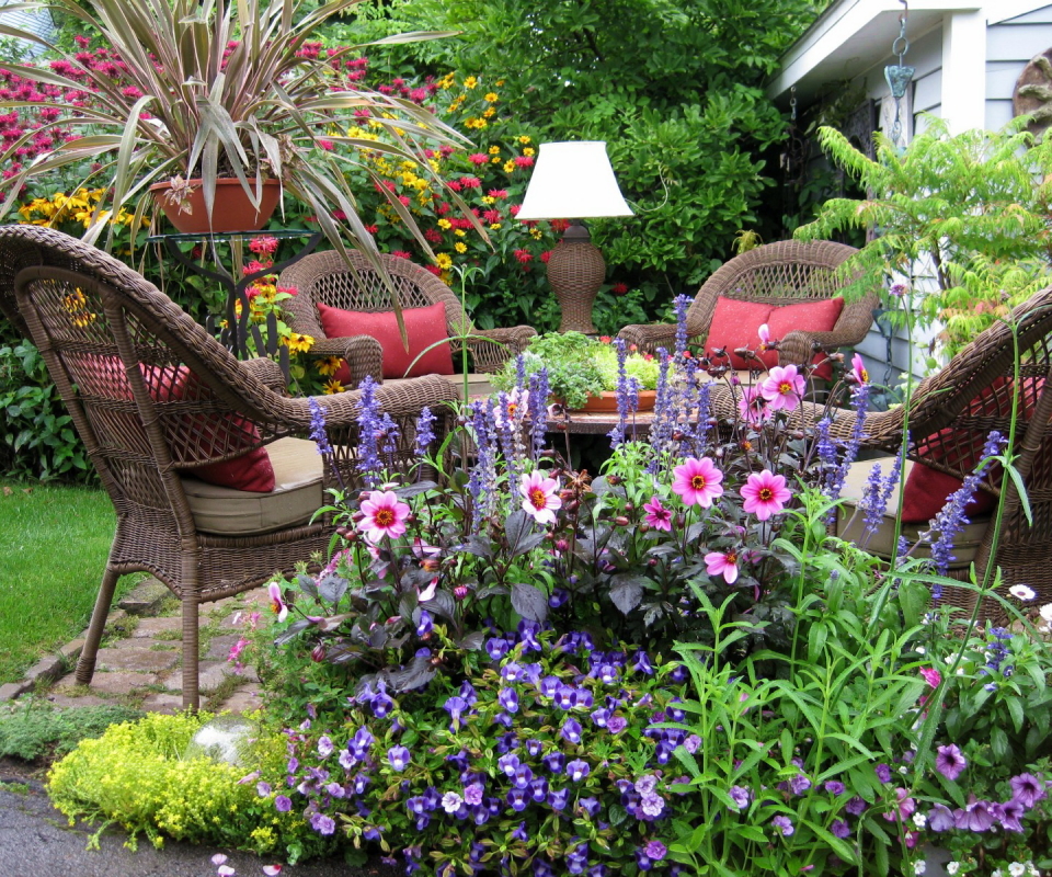 Handy-Wallpaper Natur, Blume, Stuhl, Garten, Menschengemacht kostenlos herunterladen.