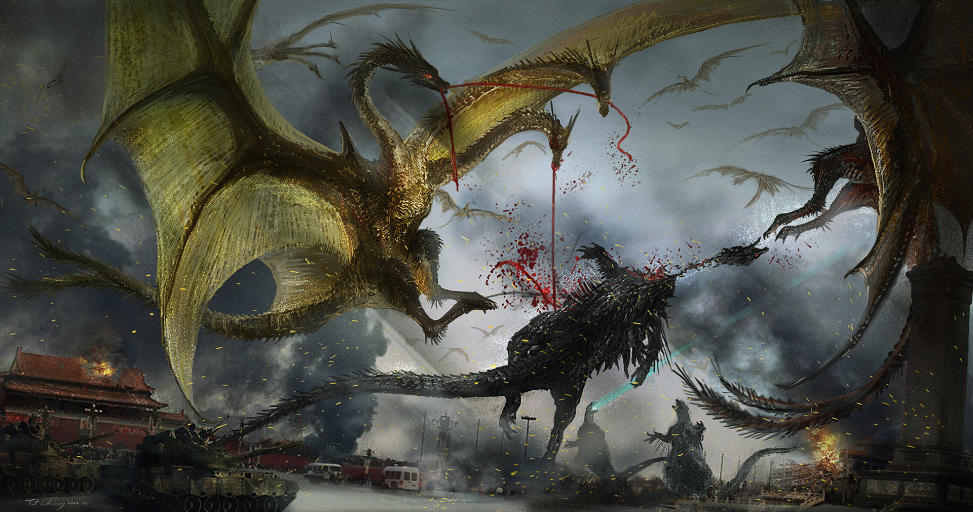 Los mejores fondos de pantalla de Godzilla Contra Ghidorah El Dragón De Tres Cabezas para la pantalla del teléfono