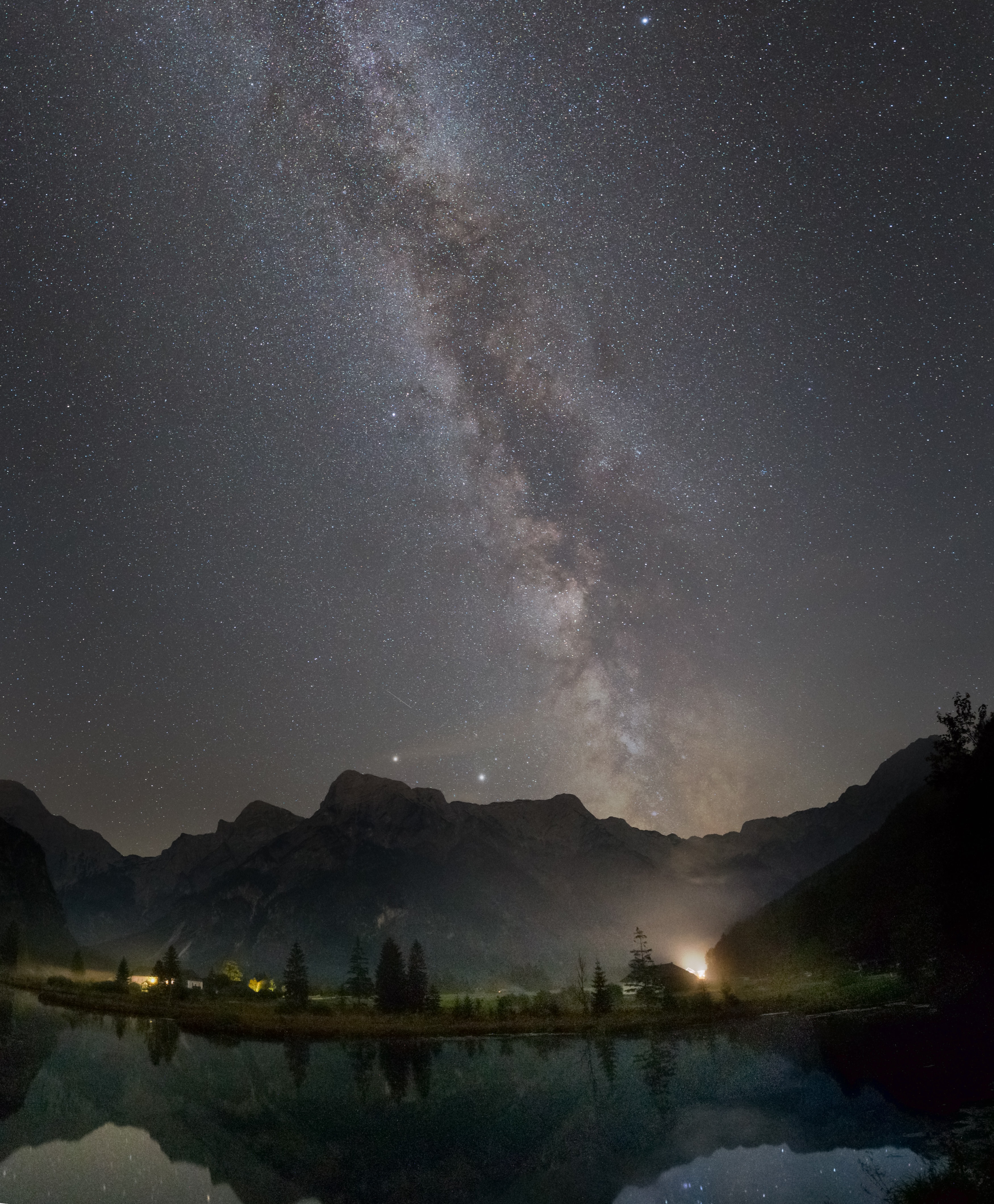Free download wallpaper Mountains, Starry Sky, Nature, Stars, Night, Nebula on your PC desktop