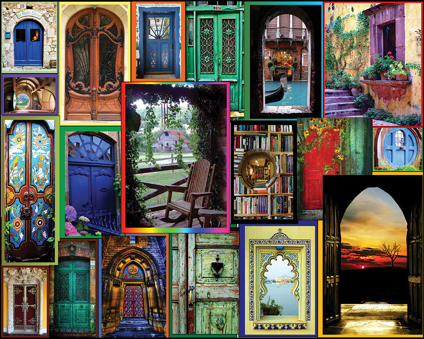 Free download wallpaper Collage, Colorful, Artistic, Door on your PC desktop