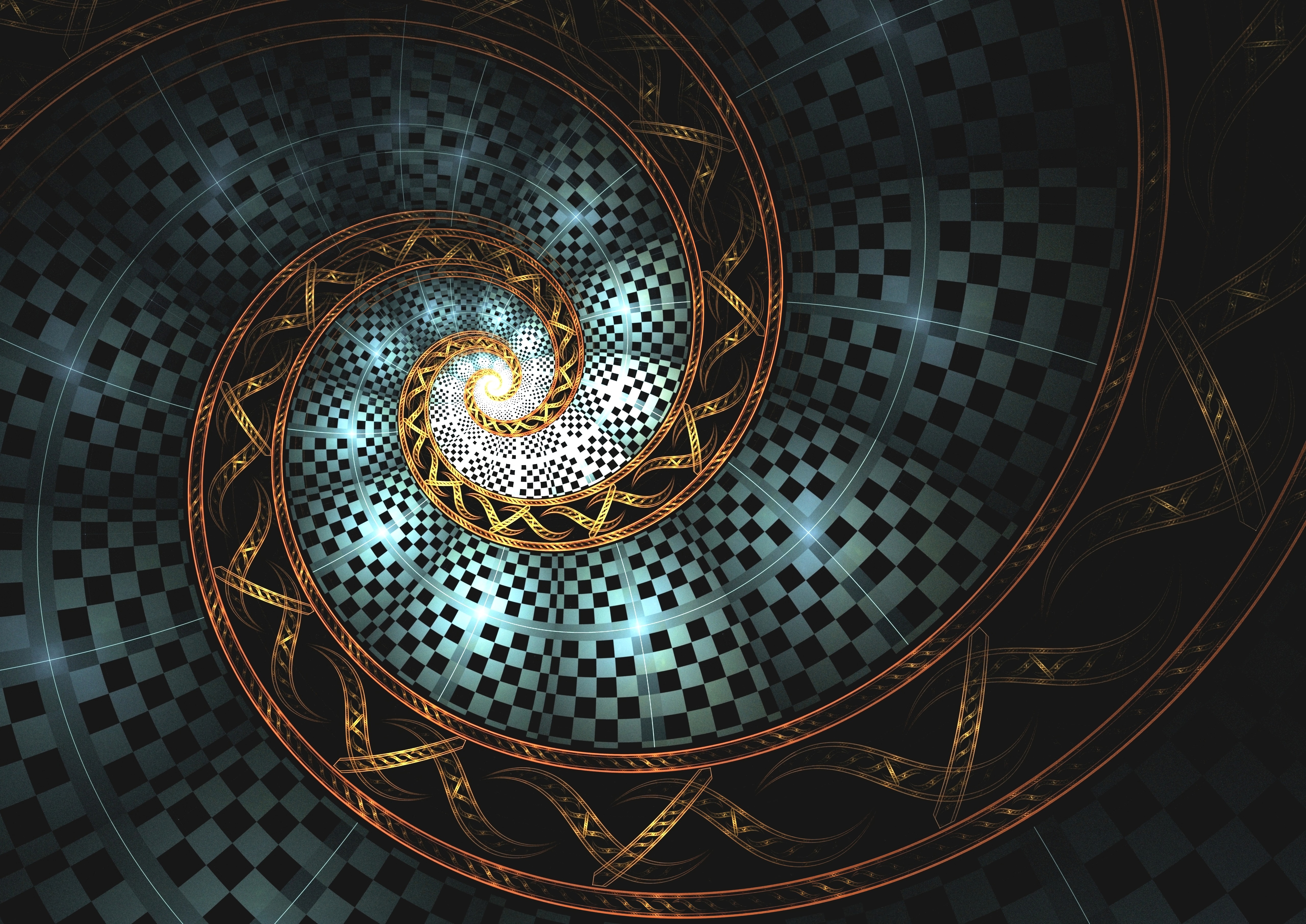 Free download wallpaper Spiral, Involute, Glow, Abstract, Swirling, Fractal on your PC desktop