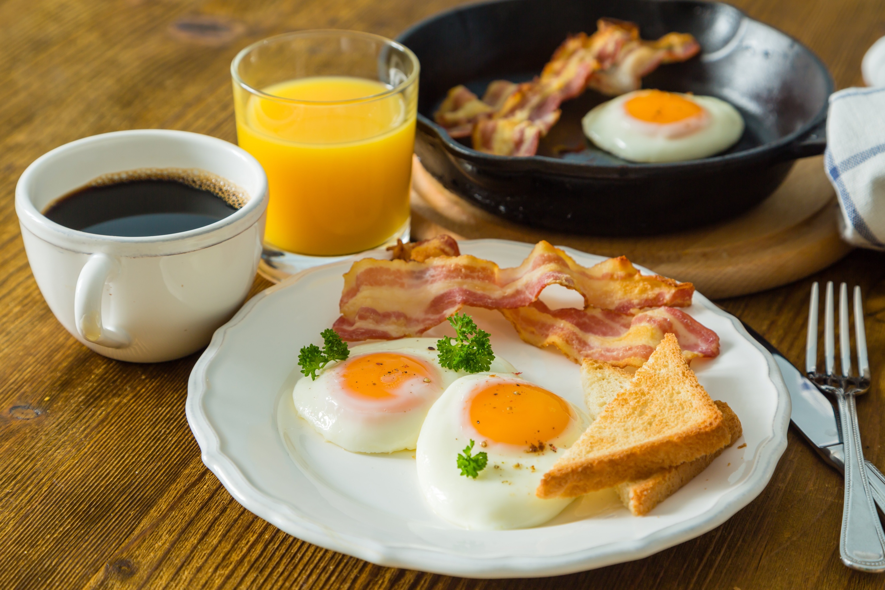 Download mobile wallpaper Food, Coffee, Still Life, Cup, Egg, Breakfast, Juice, Bacon for free.