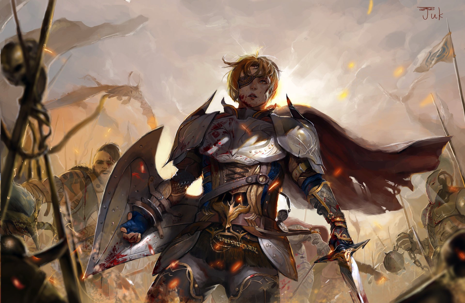 Download mobile wallpaper Fantasy, Shield, Warrior, Knight, Armor for free.