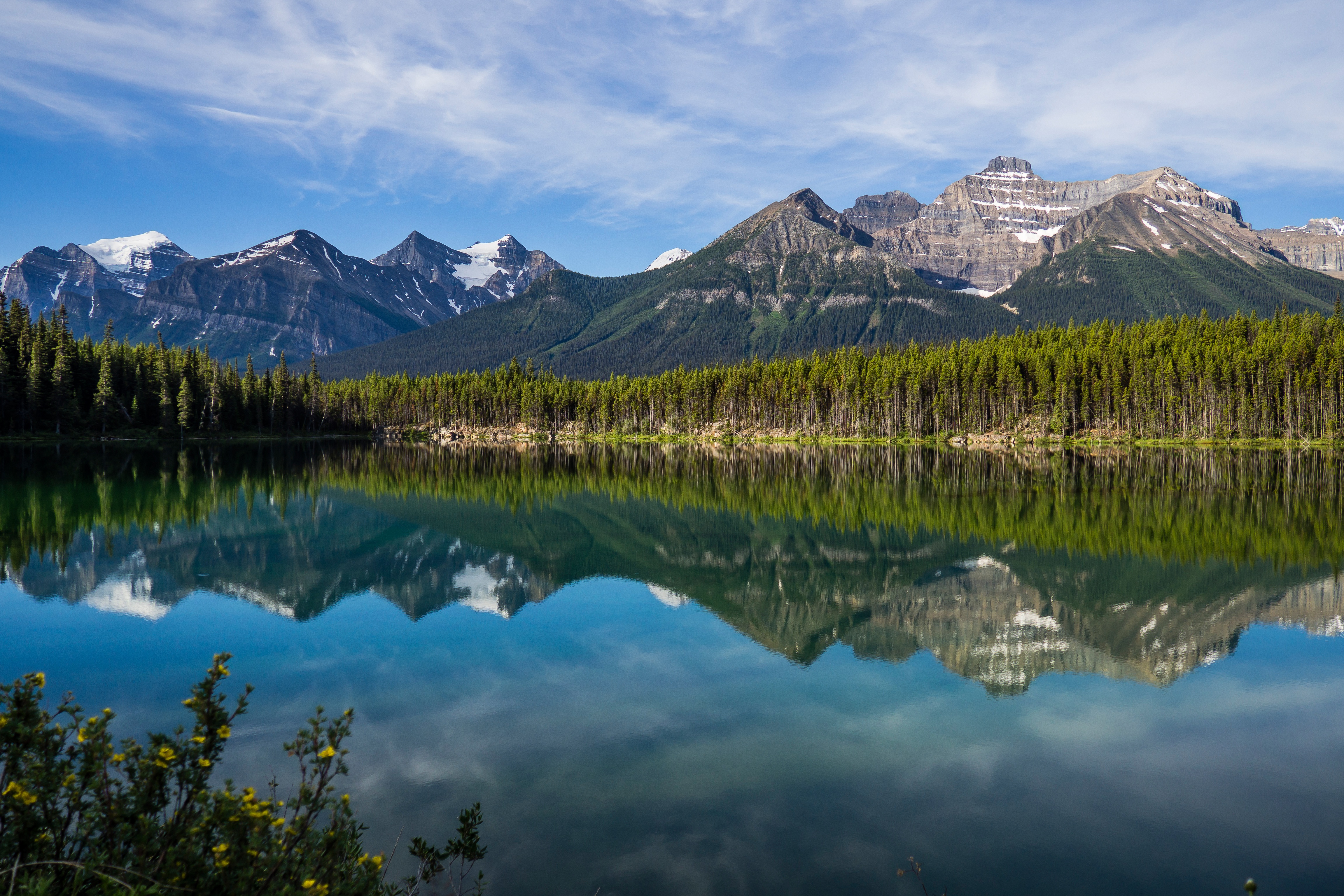 Laden Sie das Natur, See, Kanada, Wald, Gebirge, Nationalpark, Banff Nationalpark, Erde/natur, Spiegelung-Bild kostenlos auf Ihren PC-Desktop herunter