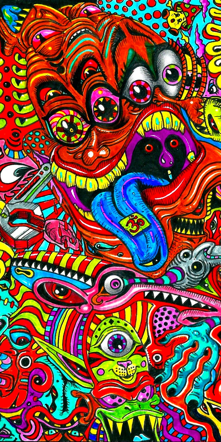 Download mobile wallpaper Drawing, Colorful, Artistic, Surreal, Psychedelic for free.