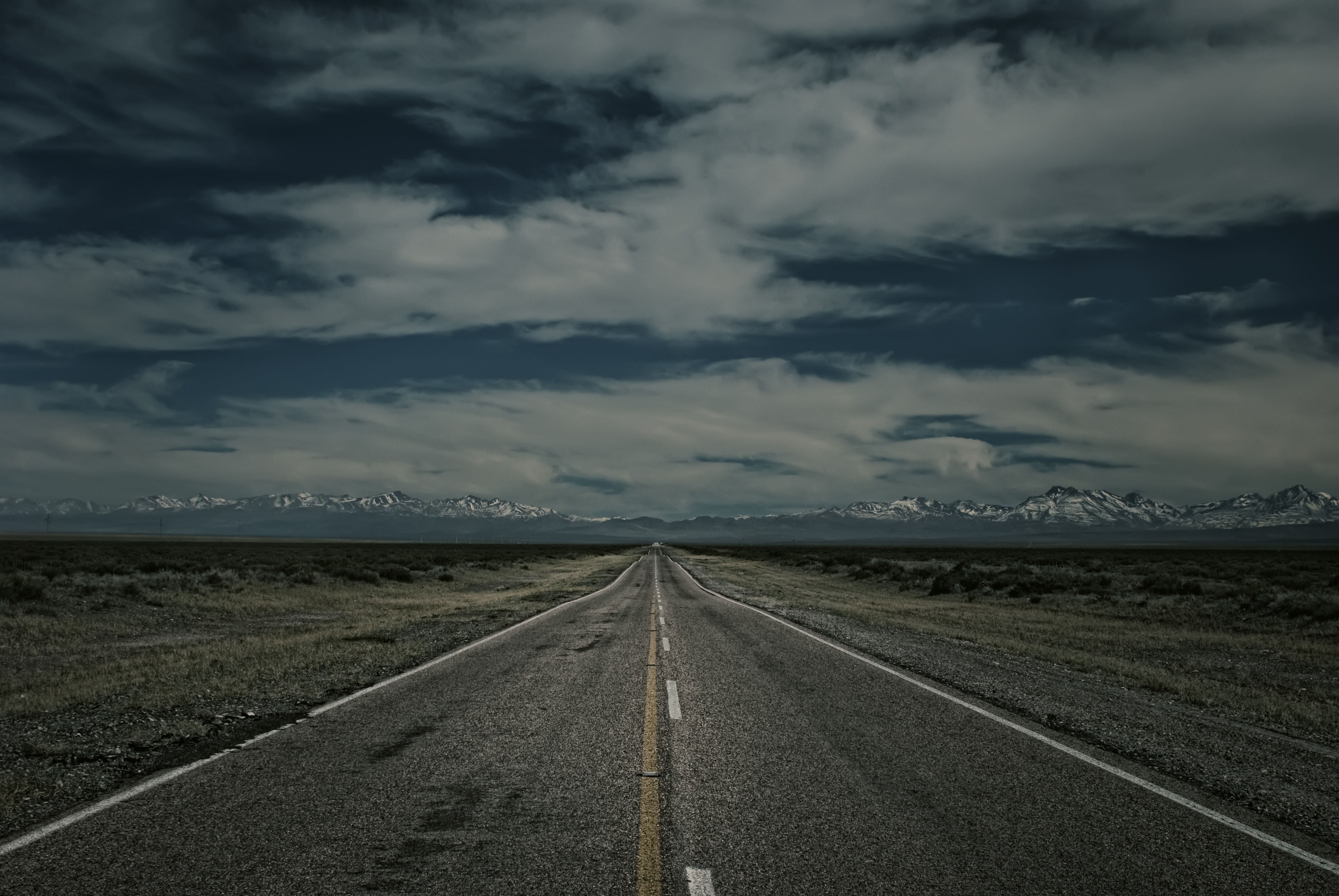 android mountains, evening, nature, horizon, road, markup
