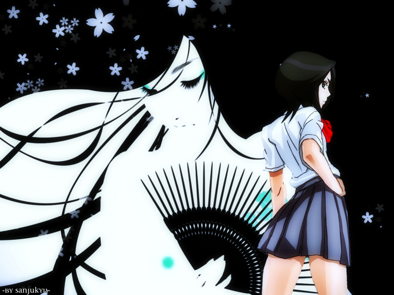 Handy-Wallpaper Bleach, Rukia Kuchiki, Animes kostenlos herunterladen.