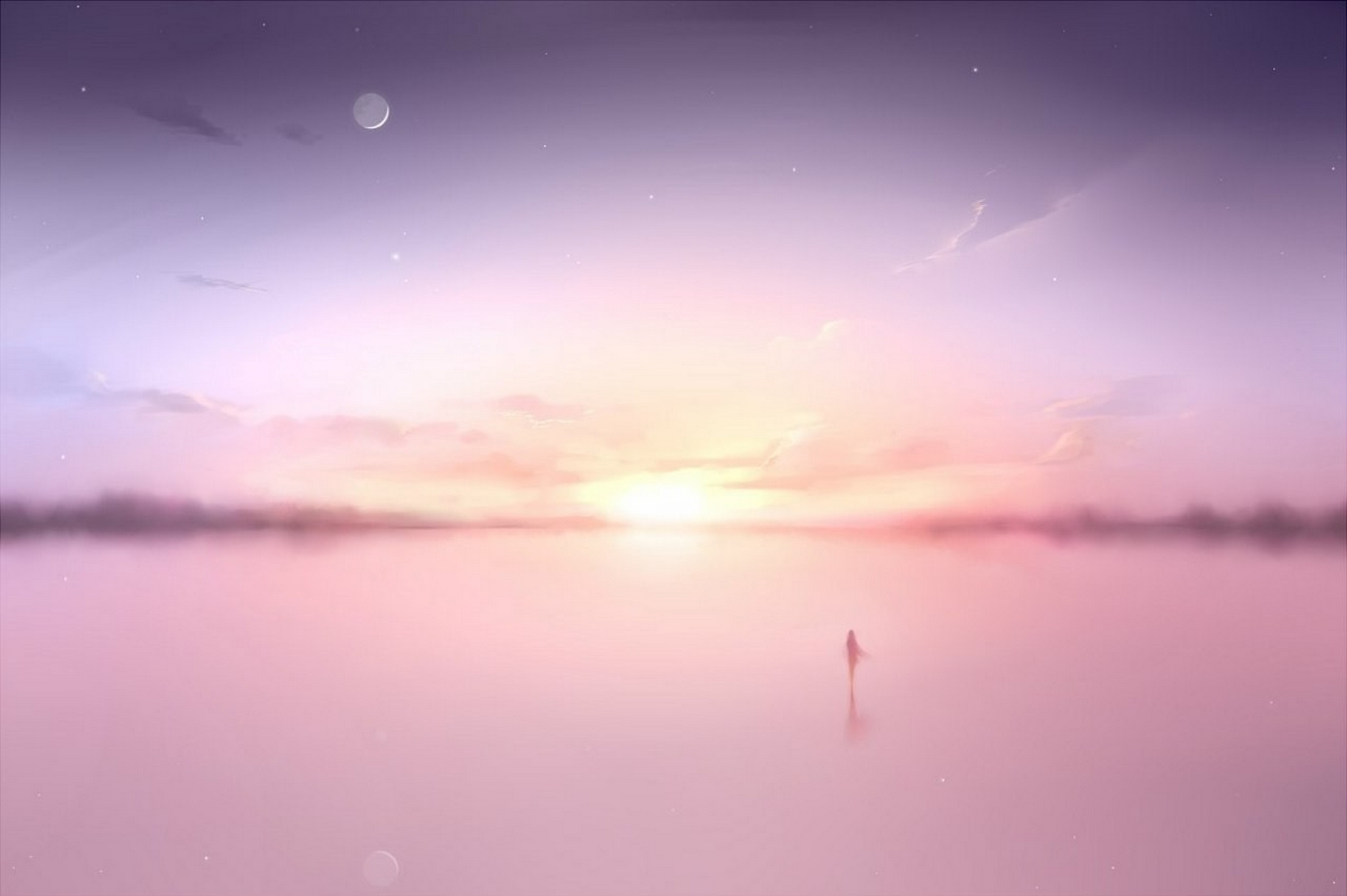 Handy-Wallpaper Landschaft, Sonnenuntergang, Animes kostenlos herunterladen.