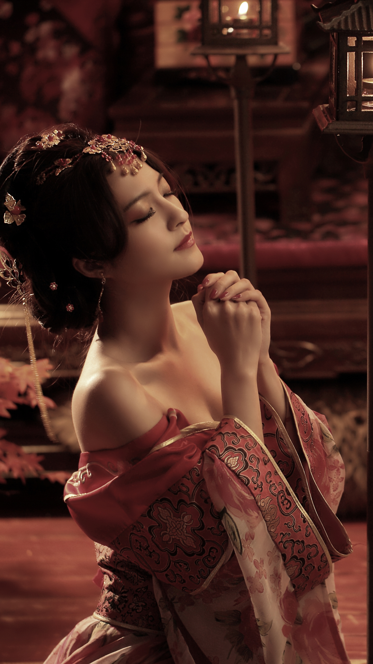 Download mobile wallpaper Candle, Women, Asian, National Dress for free.