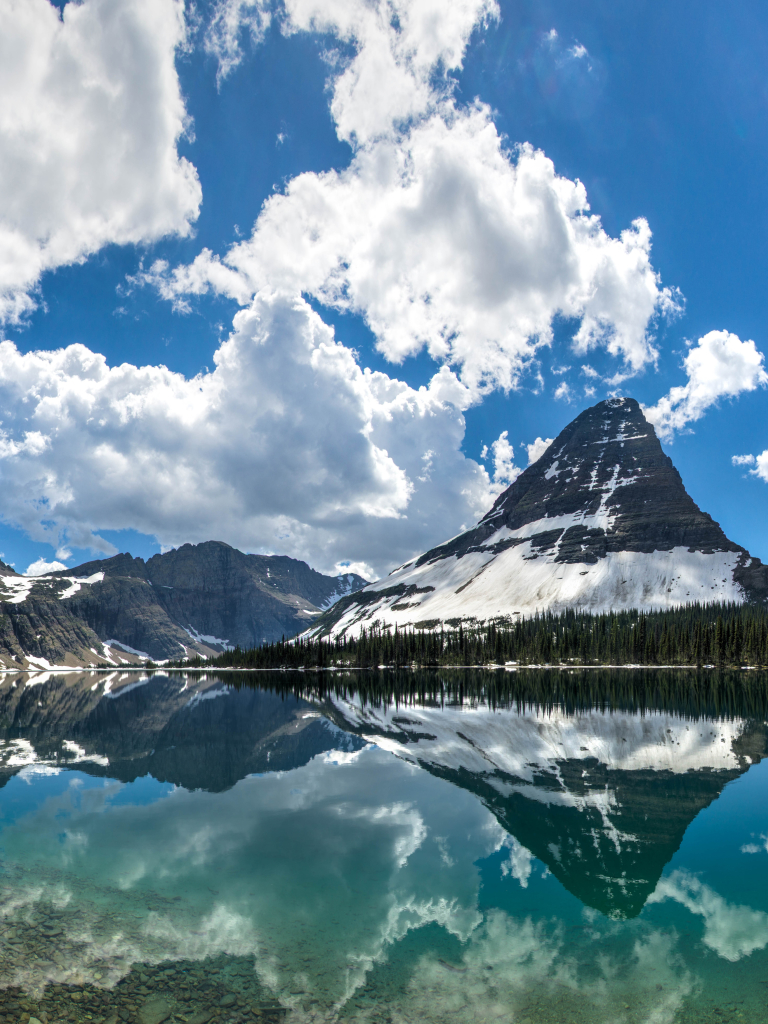 Скачать картинку Природа, Гора, Озеро, Отражение, Национальный Парк, Монтана, Национальный Парк Глейшер, Земля/природа в телефон бесплатно.