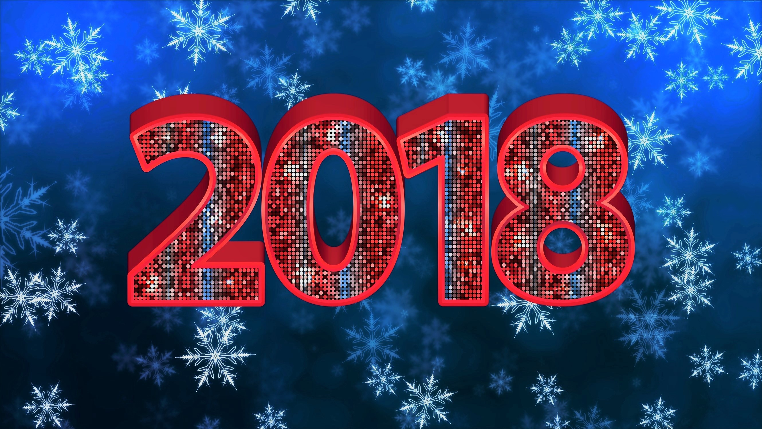 Free download wallpaper New Year, Holiday, Snowflake, New Year 2018 on your PC desktop