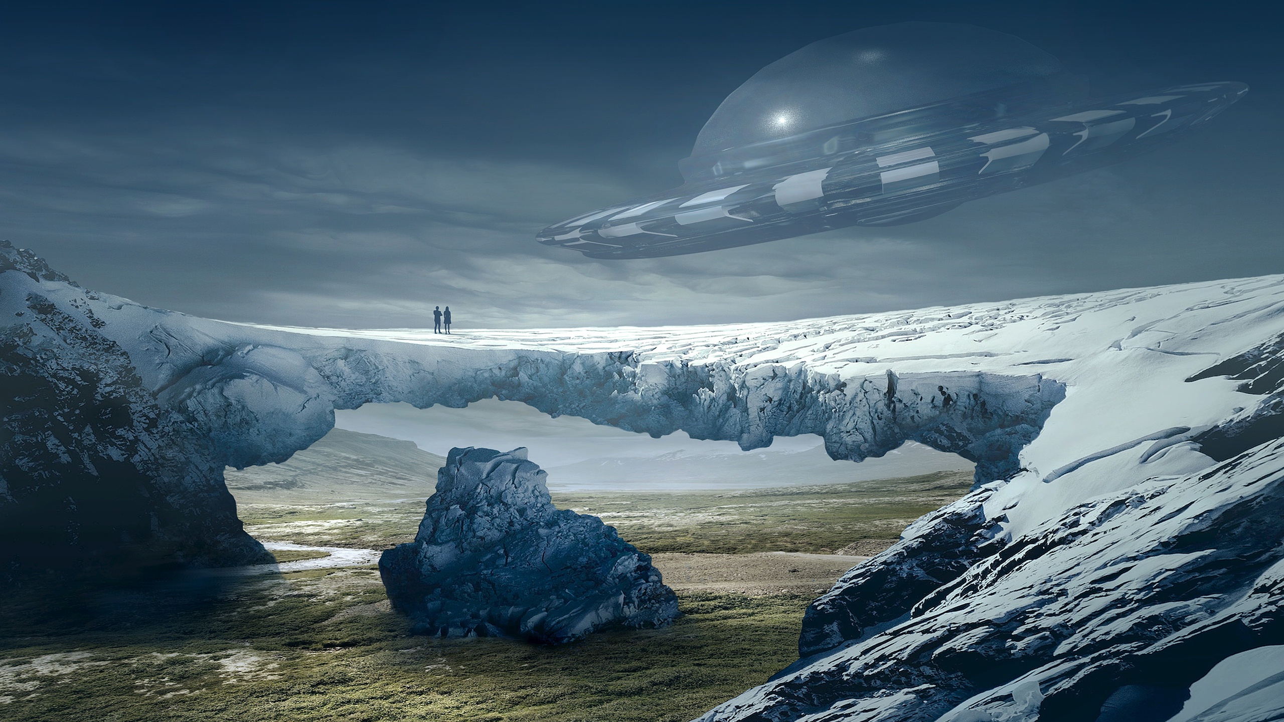 sci fi, spaceship, landscape, ufo