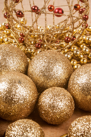 Download mobile wallpaper Gold, Christmas, Holiday, Christmas Ornaments for free.