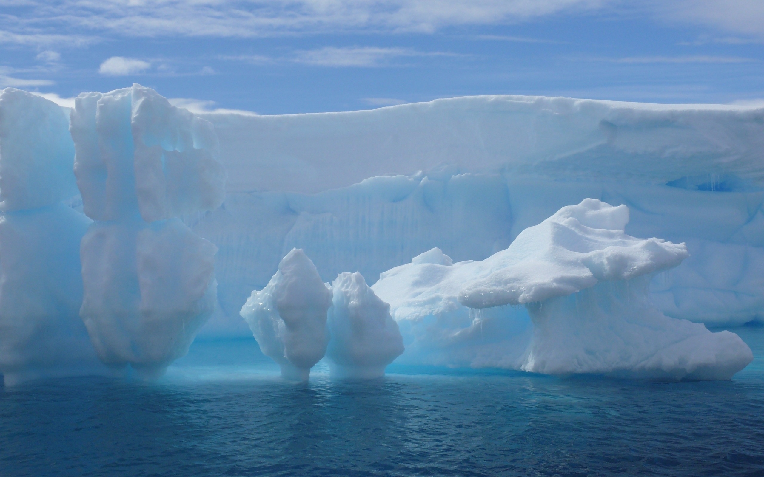 landscape, icebergs, blue