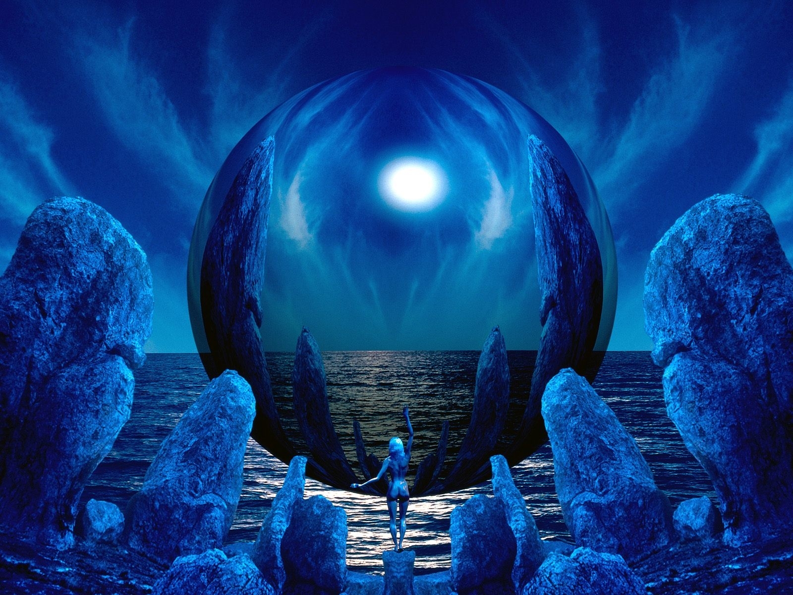 Download background fantasy, art, blue
