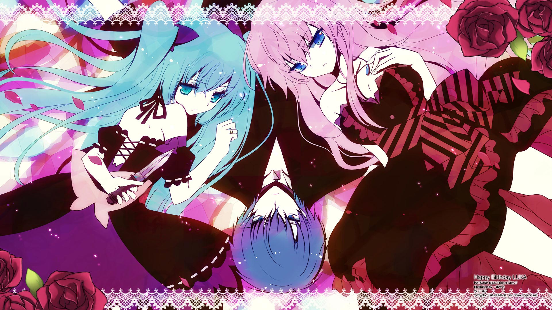 Download mobile wallpaper Anime, Vocaloid, Hatsune Miku, Luka Megurine, Kaito (Vocaloid), Project Diva for free.