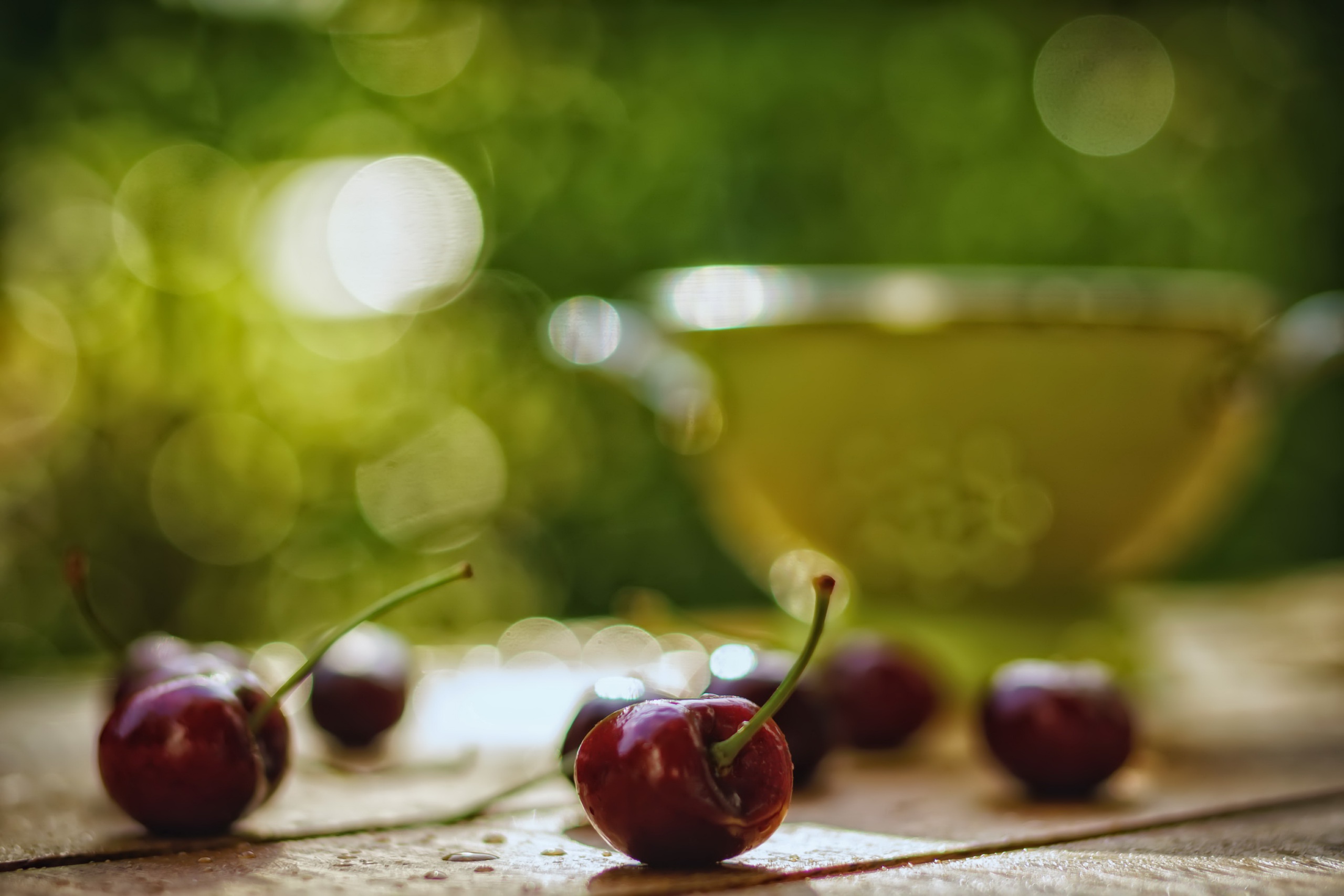 Download mobile wallpaper Fruits, Food, Cherry, Fruit, Bokeh, Depth Of Field for free.