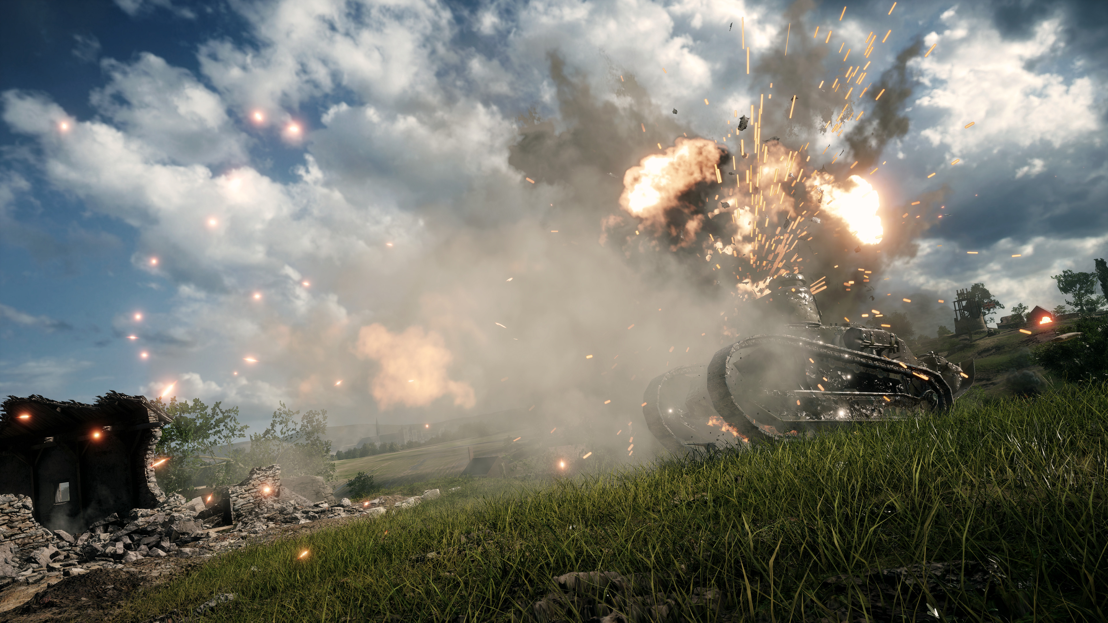 Baixe gratuitamente a imagem Campo De Batalha, Explosão, Tanque, Videogame, Battlefield 1 na área de trabalho do seu PC