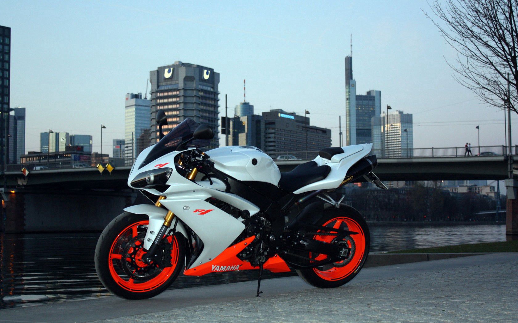side view, r1, motorcycles, yamaha, city High Definition image