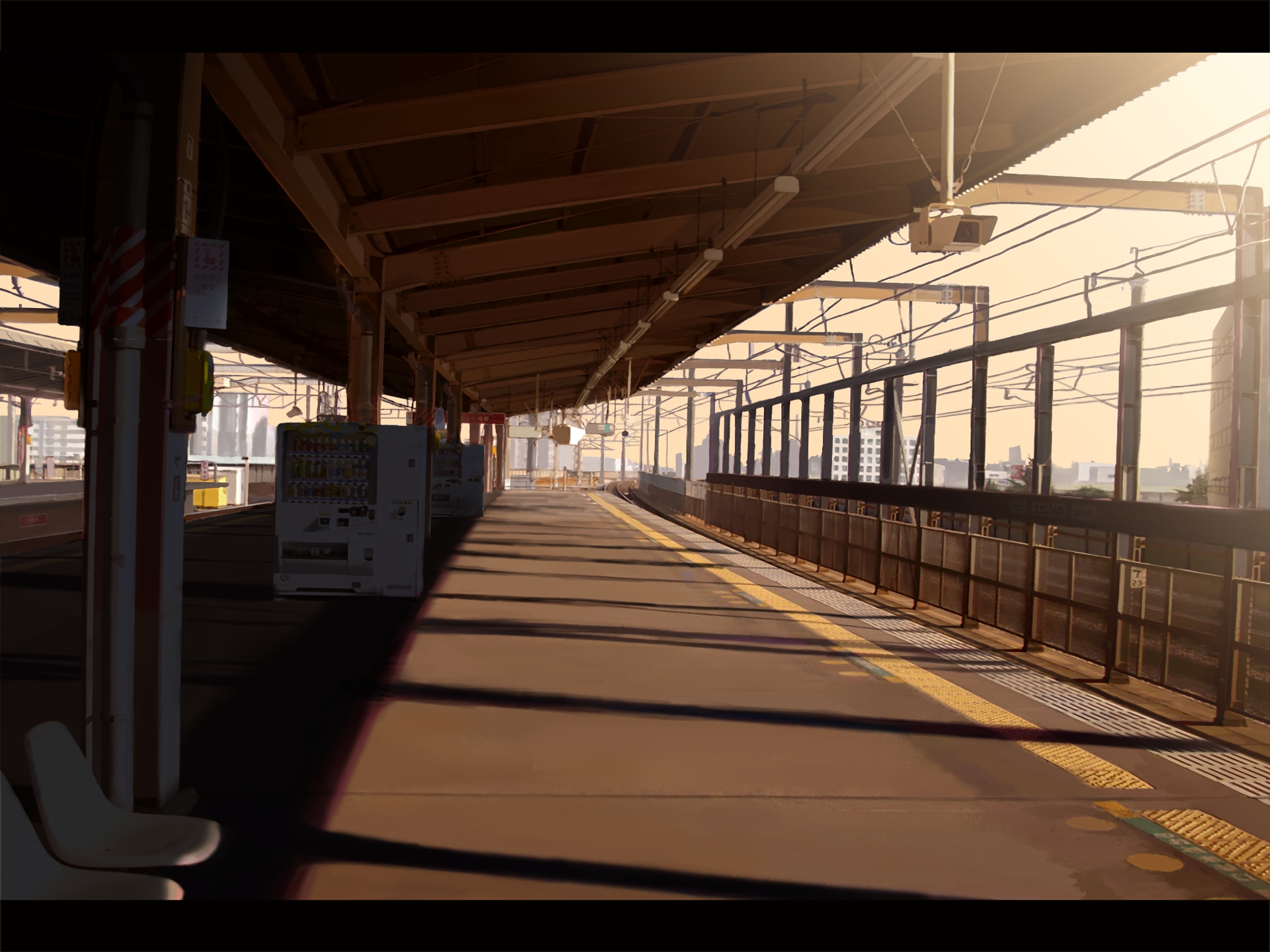 Скачать обои бесплатно Аниме, Железнодорожная Станция, Оригинал картинка на рабочий стол ПК