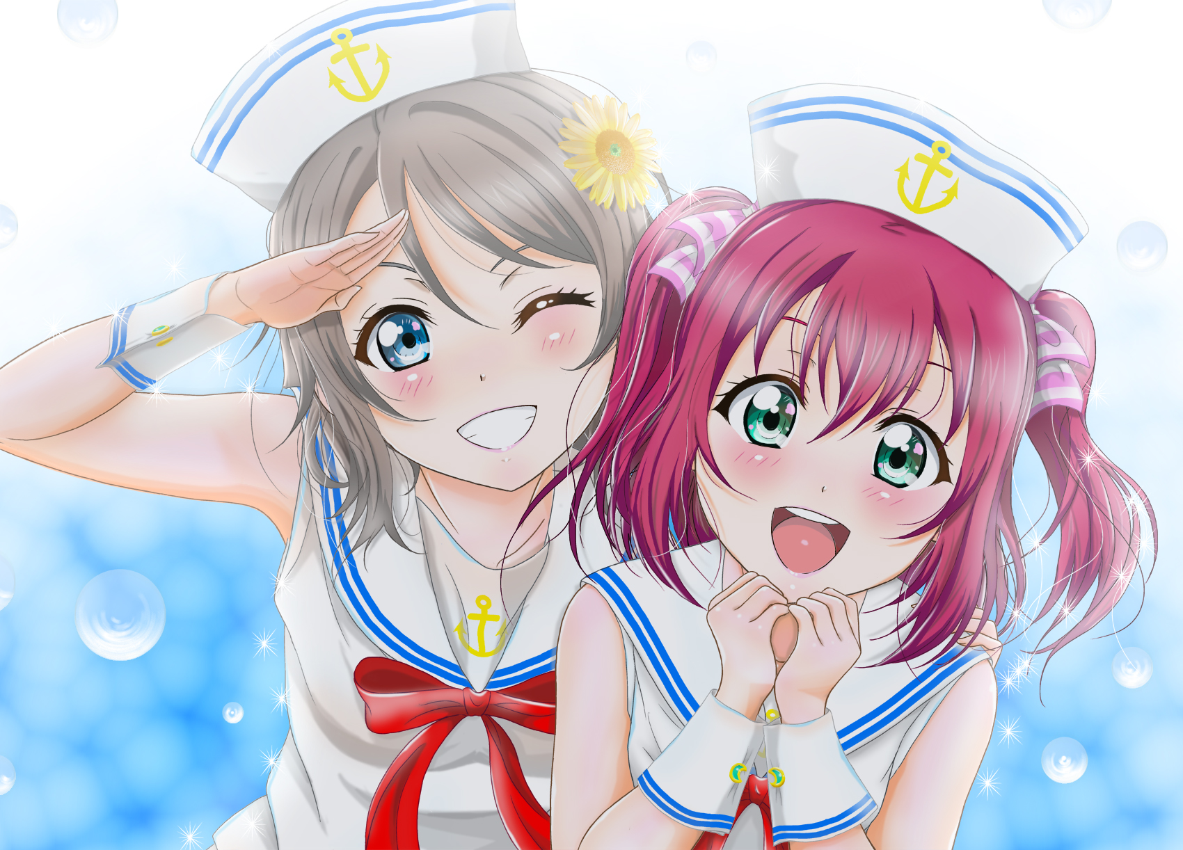 Free download wallpaper Anime, Love Live!, Love Live! Sunshine!!, You Watanabe, Ruby Kurosawa on your PC desktop