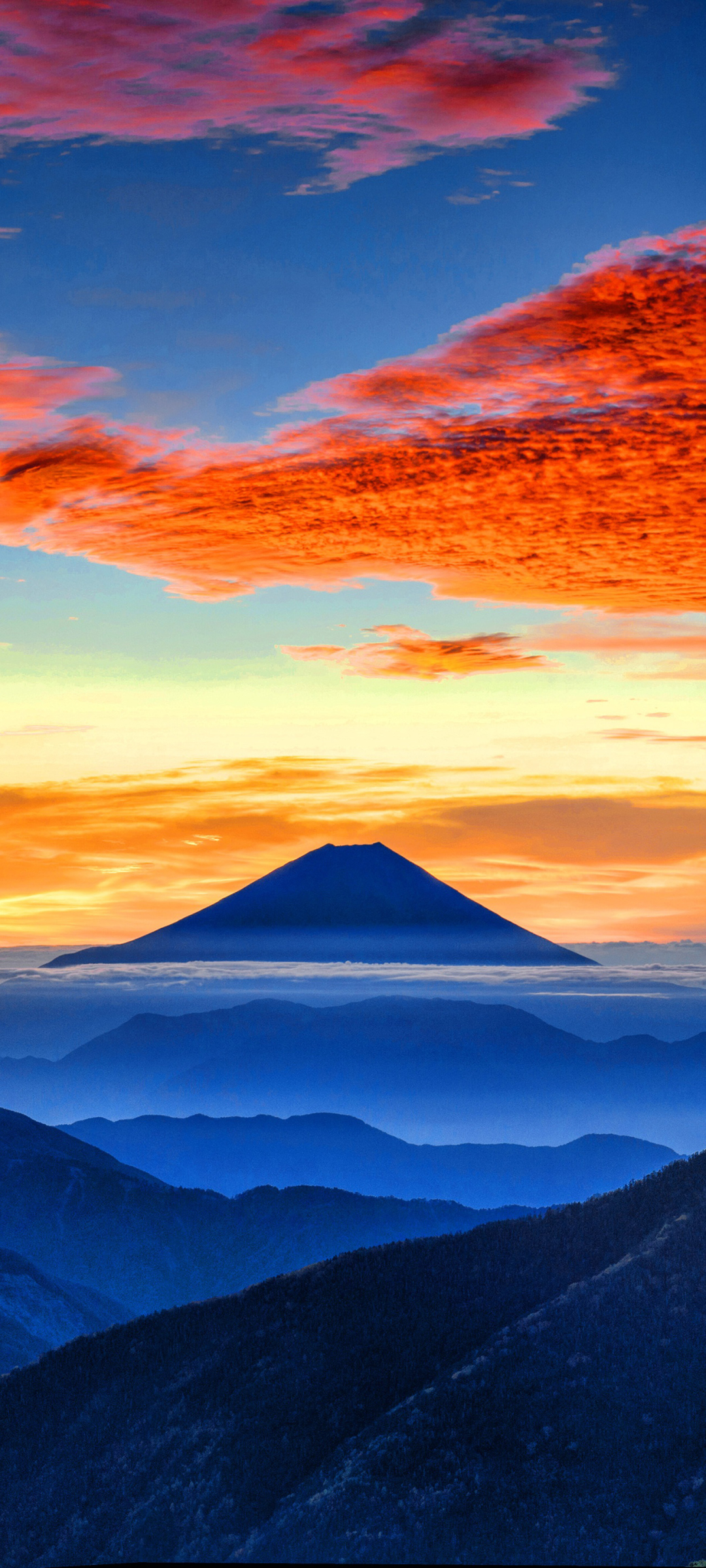 Descarga gratuita de fondo de pantalla para móvil de Cielo, Horizonte, Montaña, Japón, Nube, Monte Fuji, Volcanes, Tierra/naturaleza.
