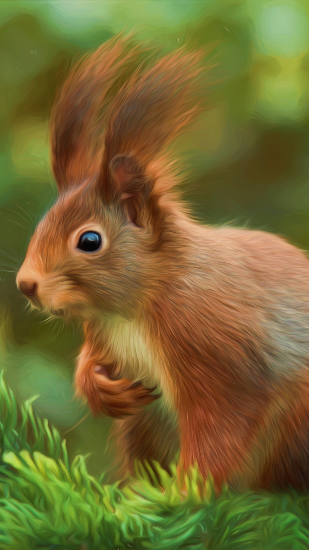 Download mobile wallpaper Squirrel, Animal, Painting, Mammal, Oil Painting for free.