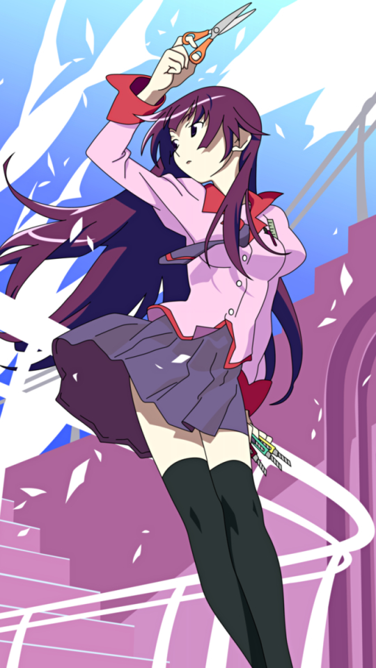 Download mobile wallpaper Anime, Long Hair, Monogatari (Series), Purple Hair, Hitagi Senjōgahara for free.