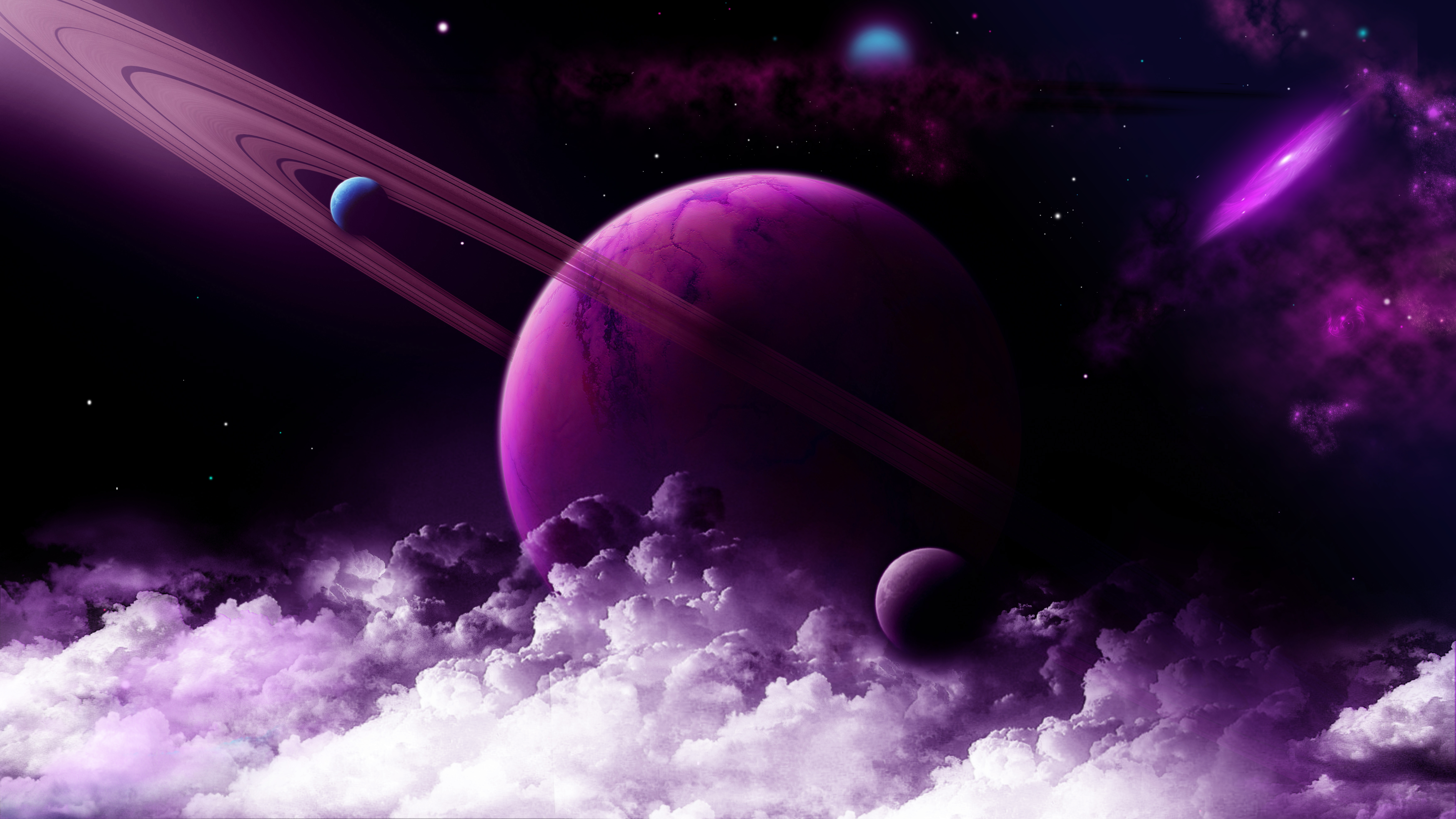 91793 descargar fondo de pantalla violeta, planeta, púrpura, nubes, universo, anillo: protectores de pantalla e imágenes gratis