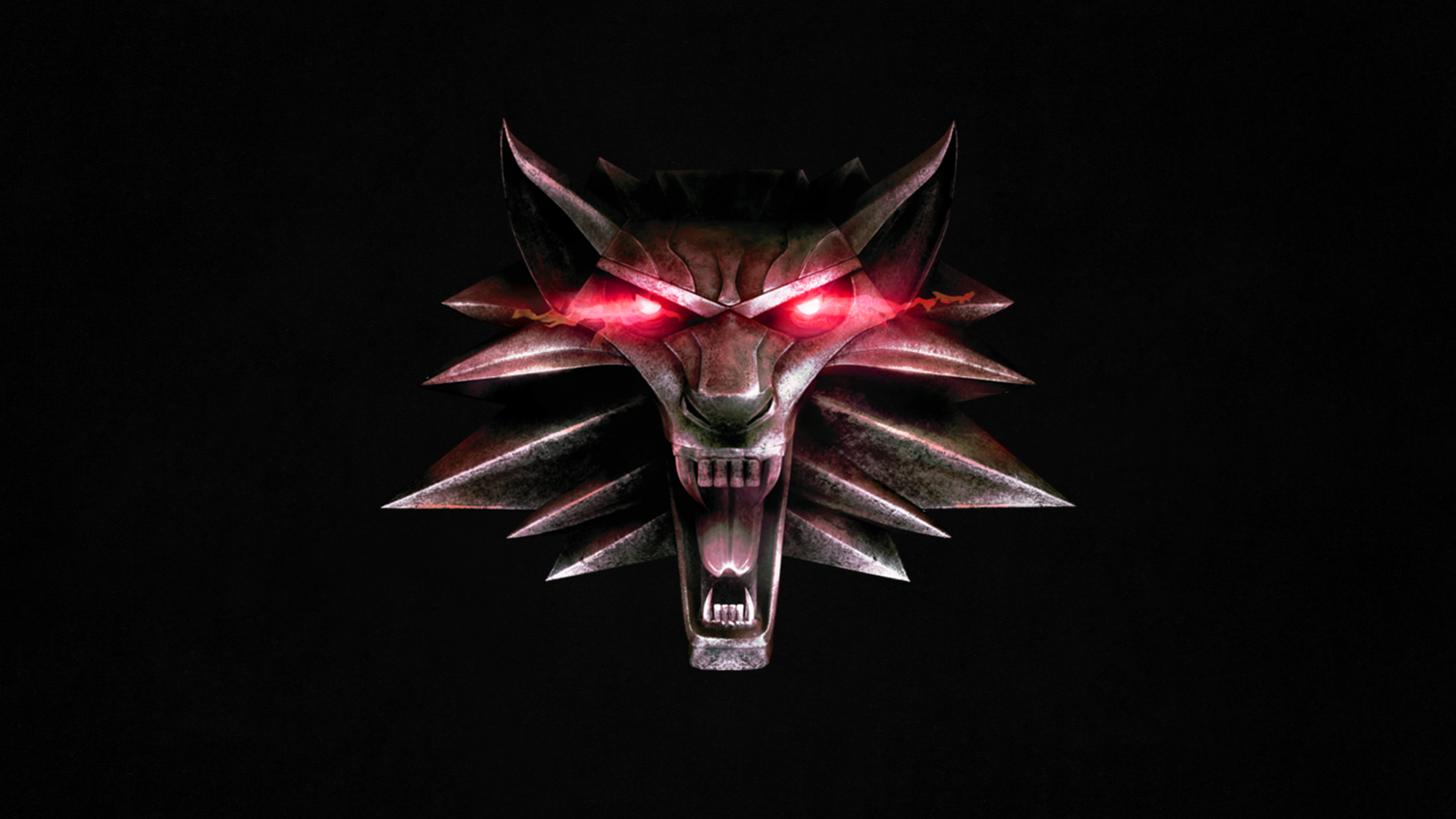 Download mobile wallpaper Wolf, Symbol, Red Eyes, Video Game, The Witcher for free.