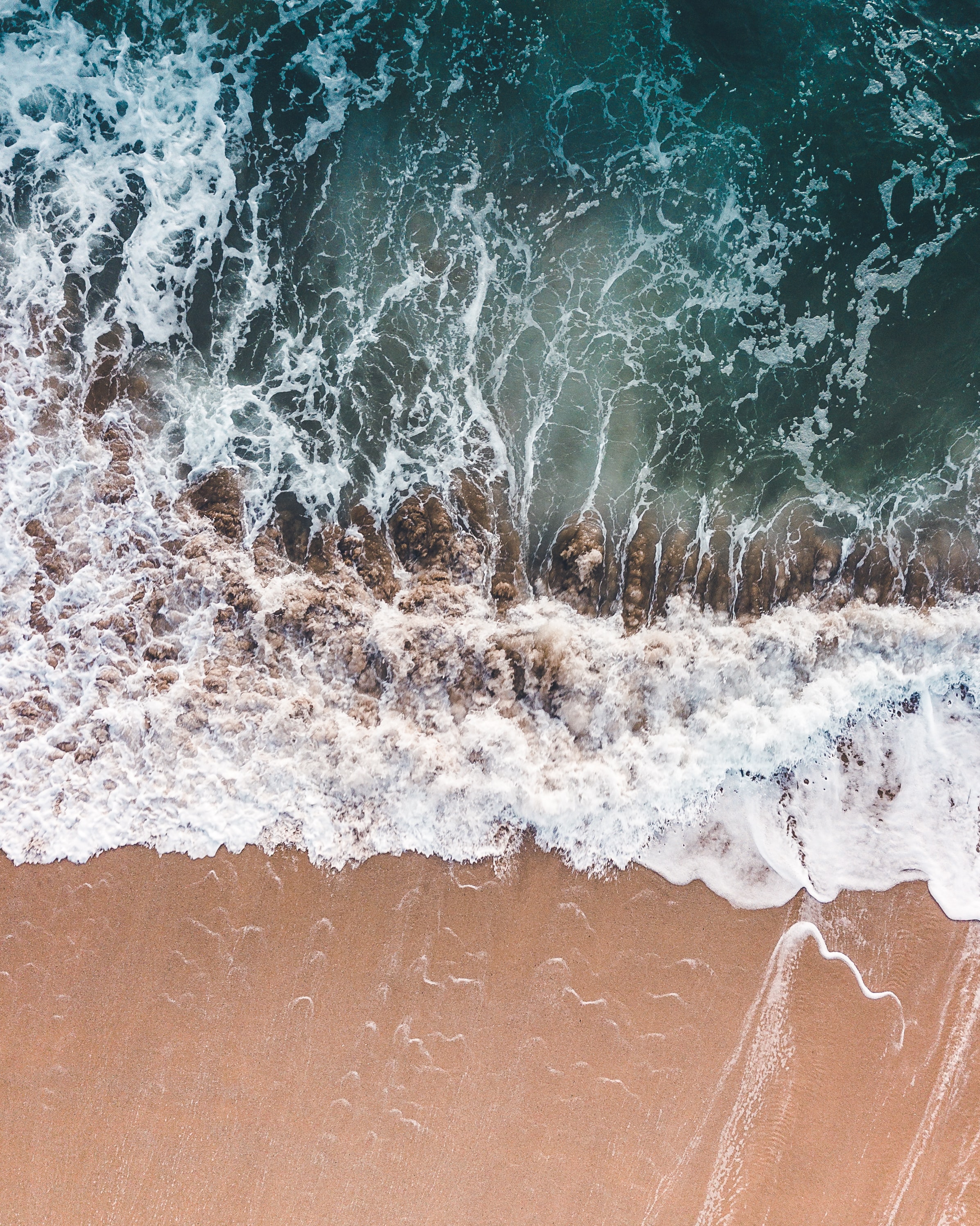 Free download wallpaper Nature, View From Above, Foam, Waves, Sand, Beach on your PC desktop