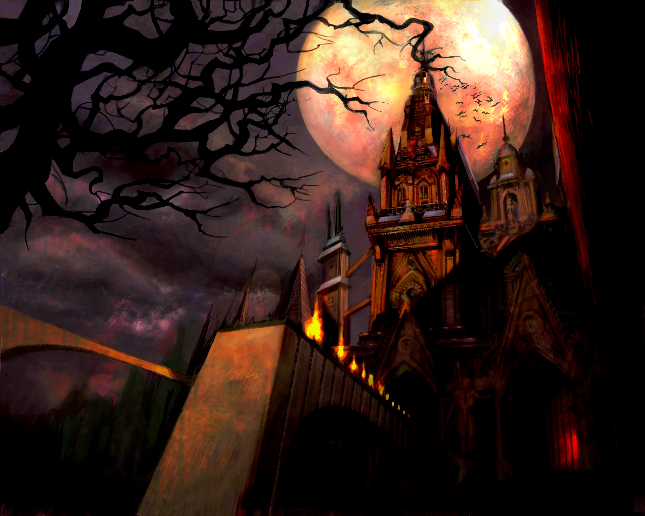 Download mobile wallpaper Night, Moon, Castles, Dark, Castle for free.