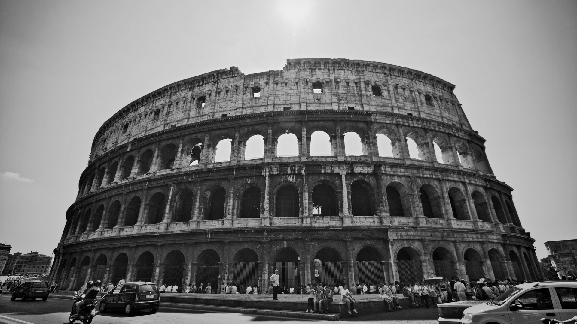 Download mobile wallpaper Monuments, Colosseum, Man Made, Black & White for free.